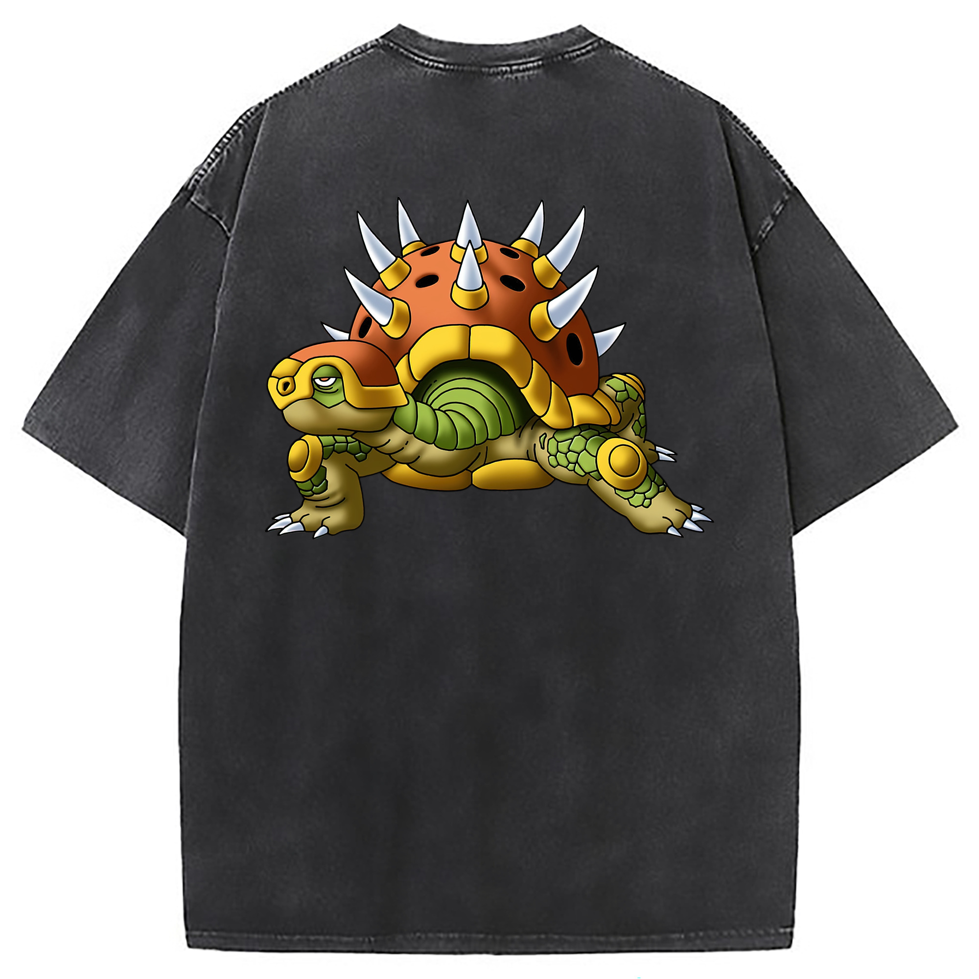 （画像用） ドラゴンクエスト Doragon Kuesuto Dragon Quest 綿100% ヴィンテージ風 半袖Tシャツ（背面プリント）