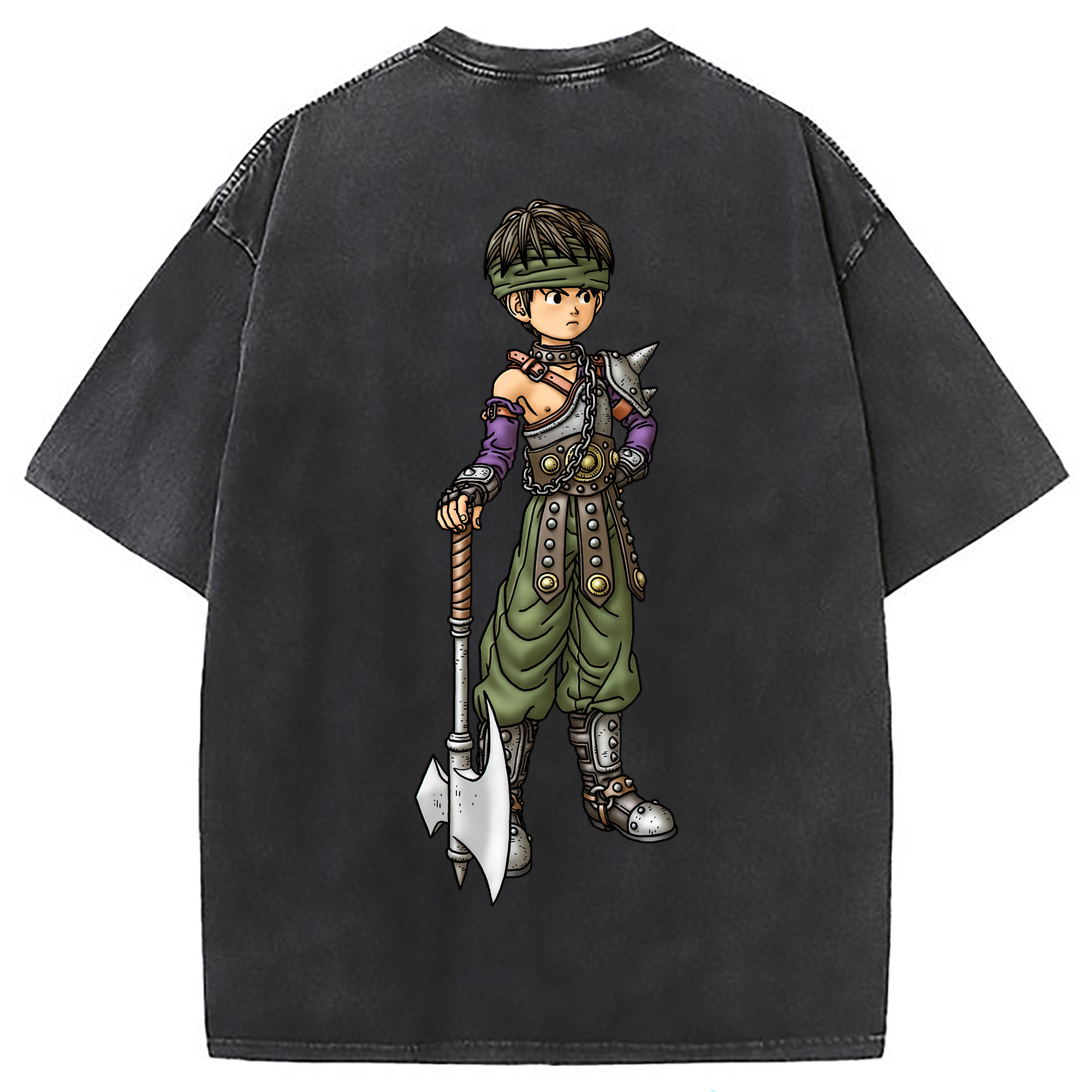 （画像用） ドラゴンクエスト Doragon Kuesuto Dragon Quest 綿100% ヴィンテージ風 半袖Tシャツ（背面プリント）