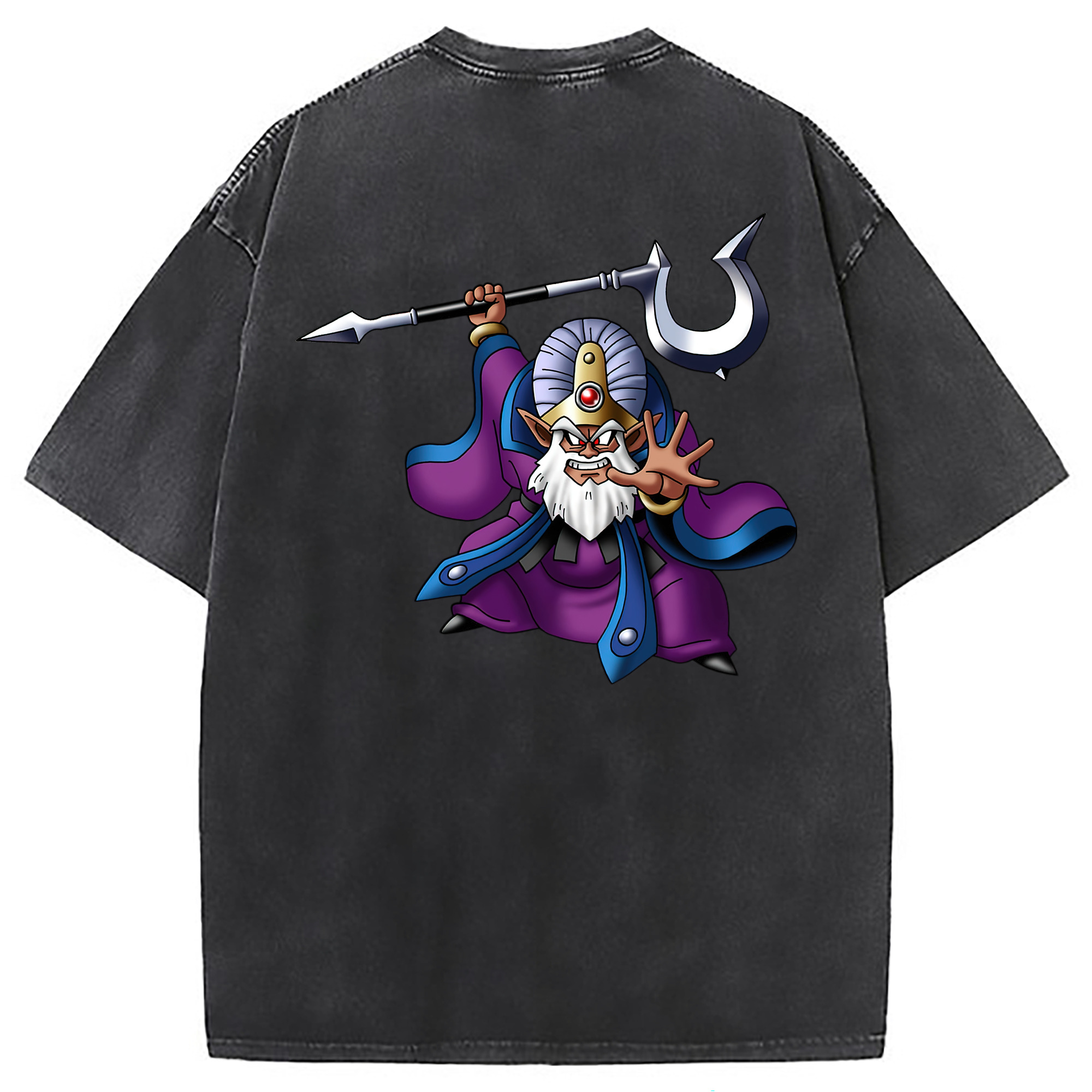 （画像用） ドラゴンクエスト Doragon Kuesuto Dragon Quest 綿100% ヴィンテージ風 半袖Tシャツ（背面プリント）