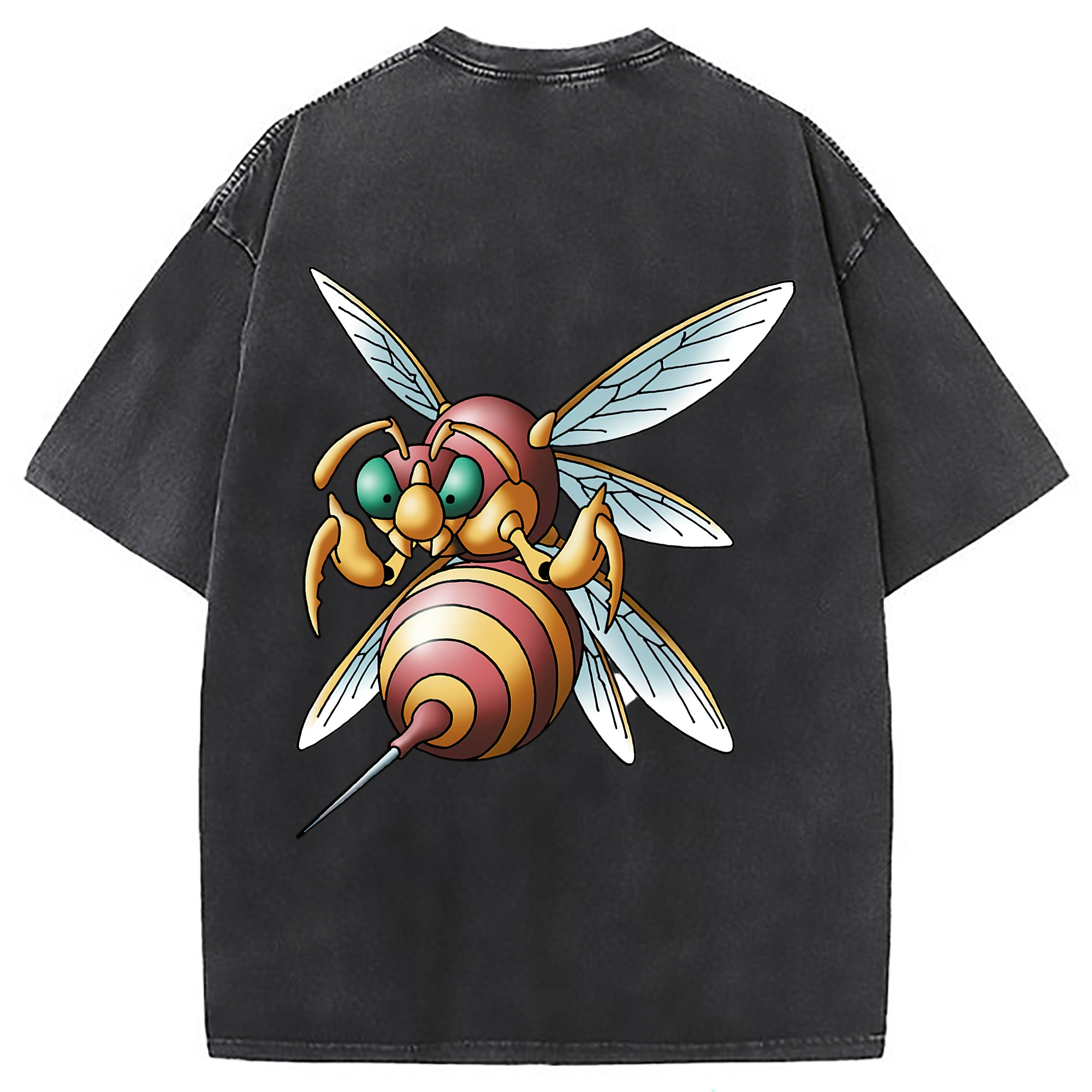 （画像用） ドラゴンクエスト Doragon Kuesuto Dragon Quest 綿100% ヴィンテージ風 半袖Tシャツ（背面プリント）