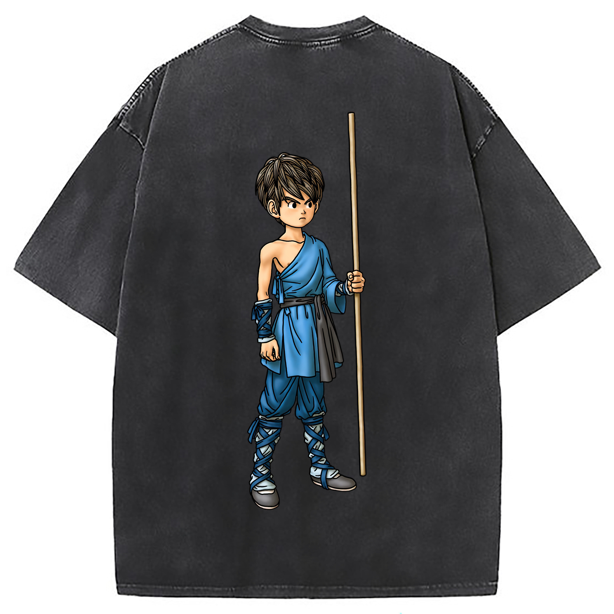 （画像用） ドラゴンクエスト Doragon Kuesuto Dragon Quest 綿100% ヴィンテージ風 半袖Tシャツ（背面プリント）