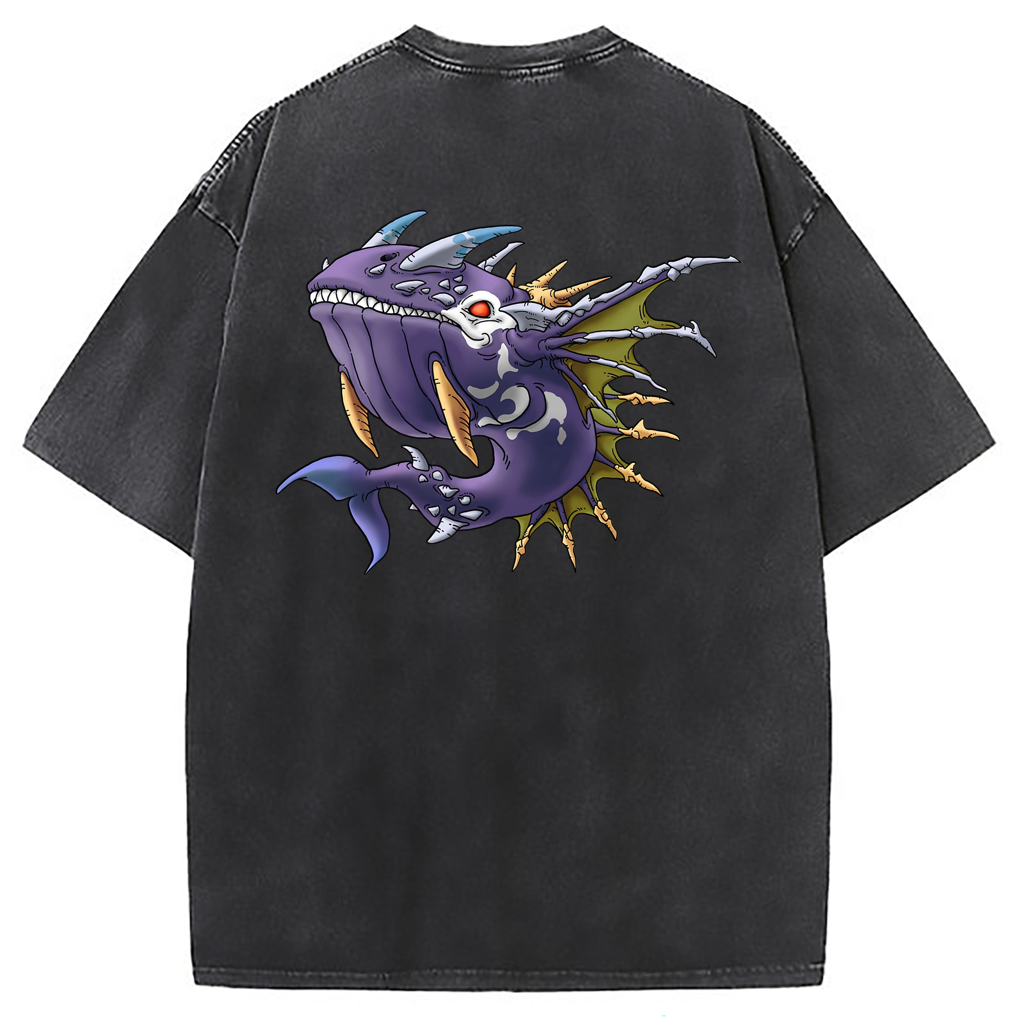 （画像用） ドラゴンクエスト Doragon Kuesuto Dragon Quest 綿100% ヴィンテージ風 半袖Tシャツ（背面プリント）