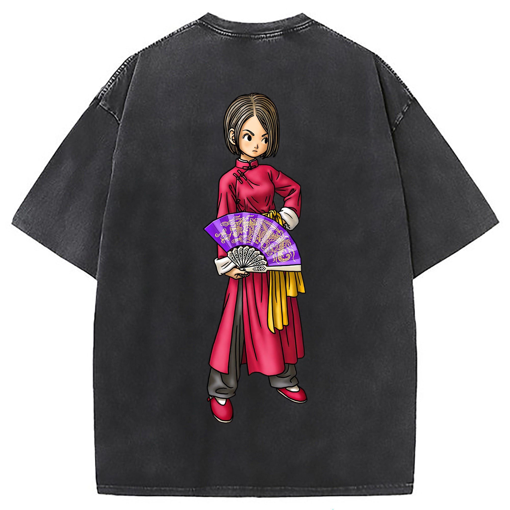 （画像用） ドラゴンクエスト Doragon Kuesuto Dragon Quest 綿100% ヴィンテージ風 半袖Tシャツ（背面プリント）