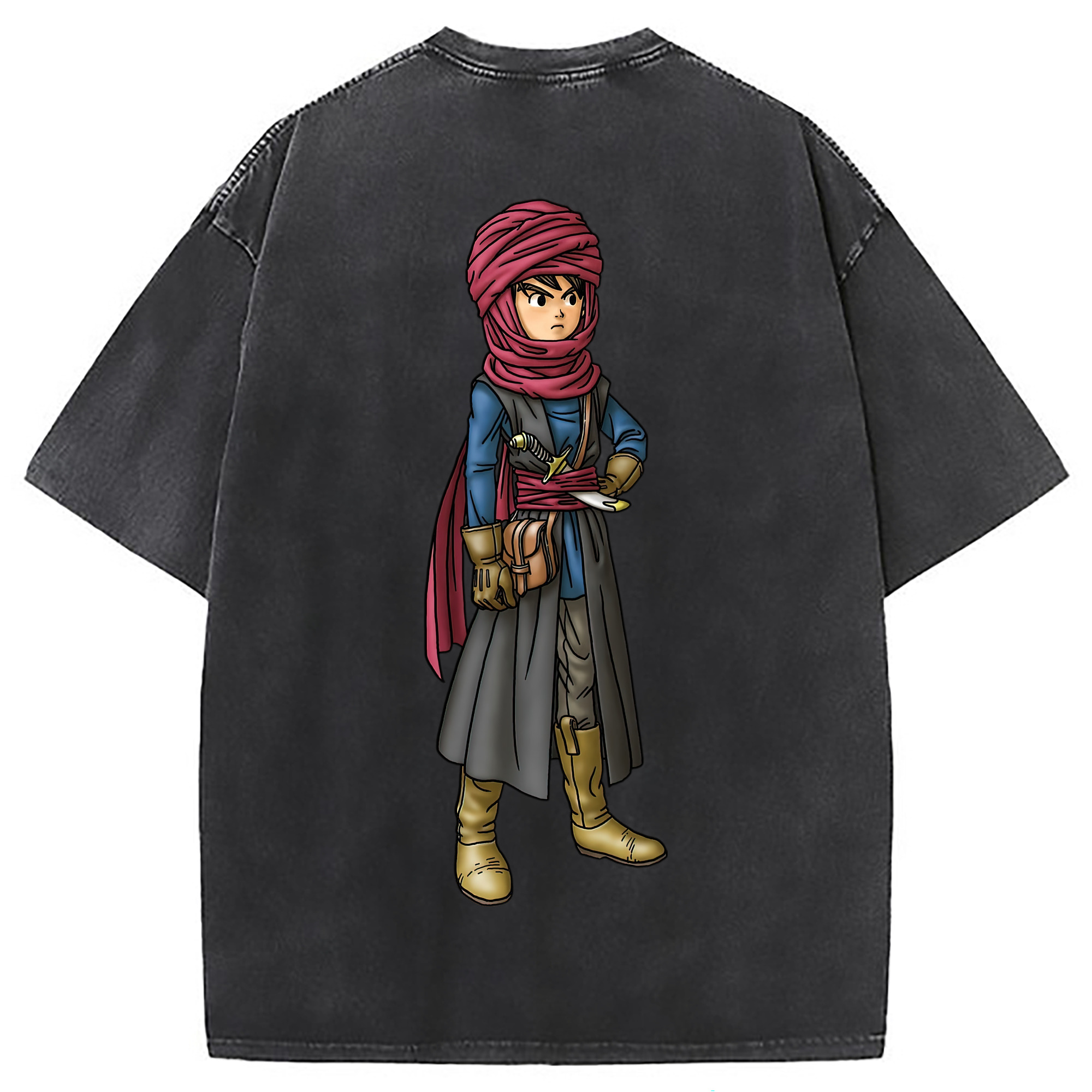 （画像用） ドラゴンクエスト Doragon Kuesuto Dragon Quest 綿100% ヴィンテージ風 半袖Tシャツ（背面プリント）