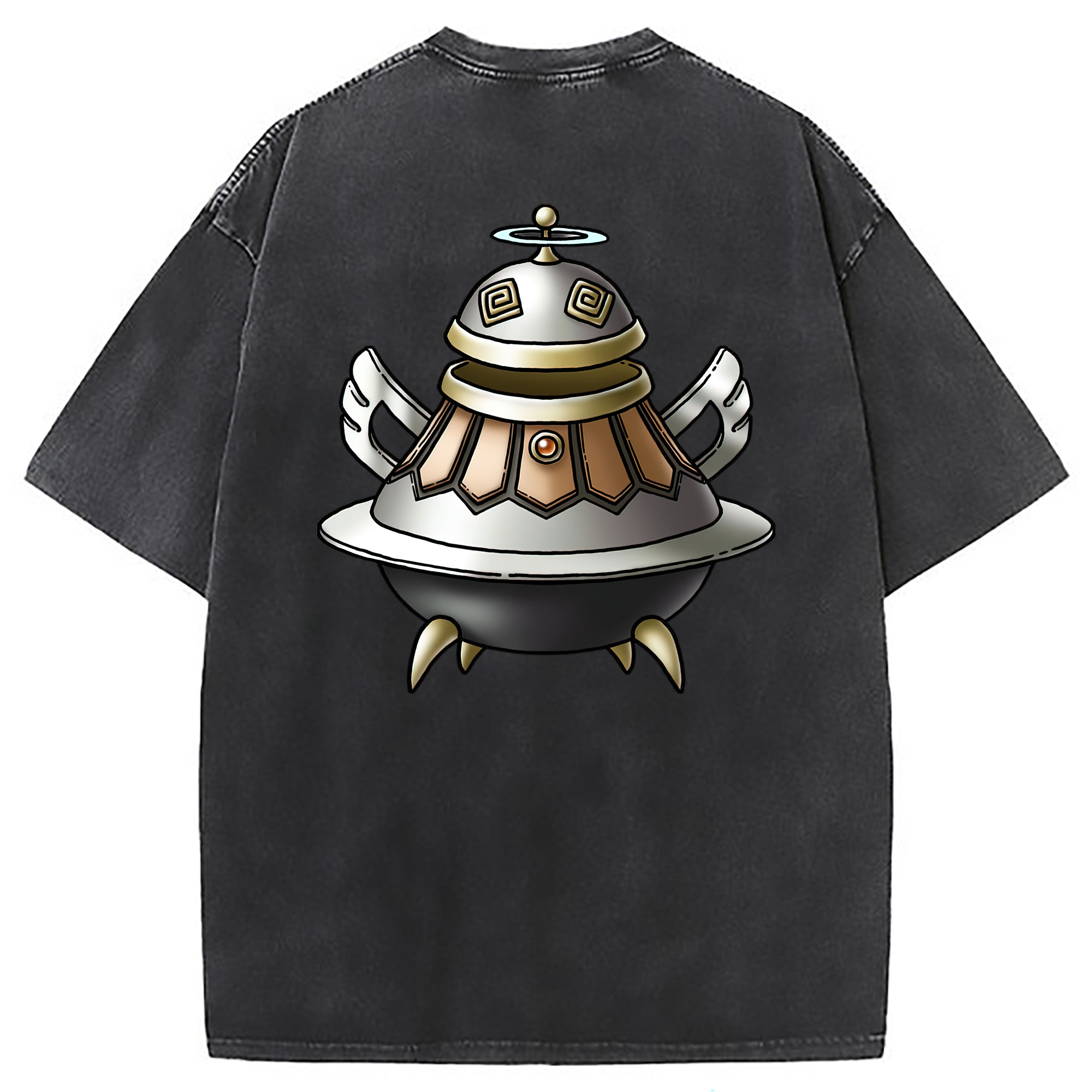 （画像用） ドラゴンクエスト Doragon Kuesuto Dragon Quest 綿100% ヴィンテージ風 半袖Tシャツ（背面プリント）