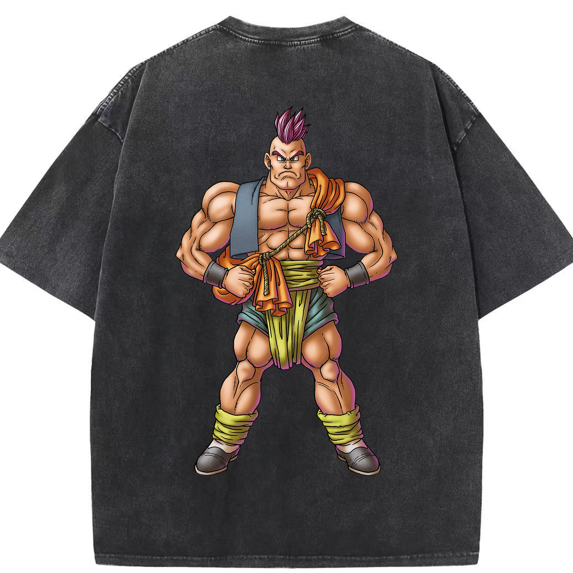 （画像用） ドラゴンクエスト Doragon Kuesuto Dragon Quest 綿100% ヴィンテージ風 半袖Tシャツ（背面プリント）