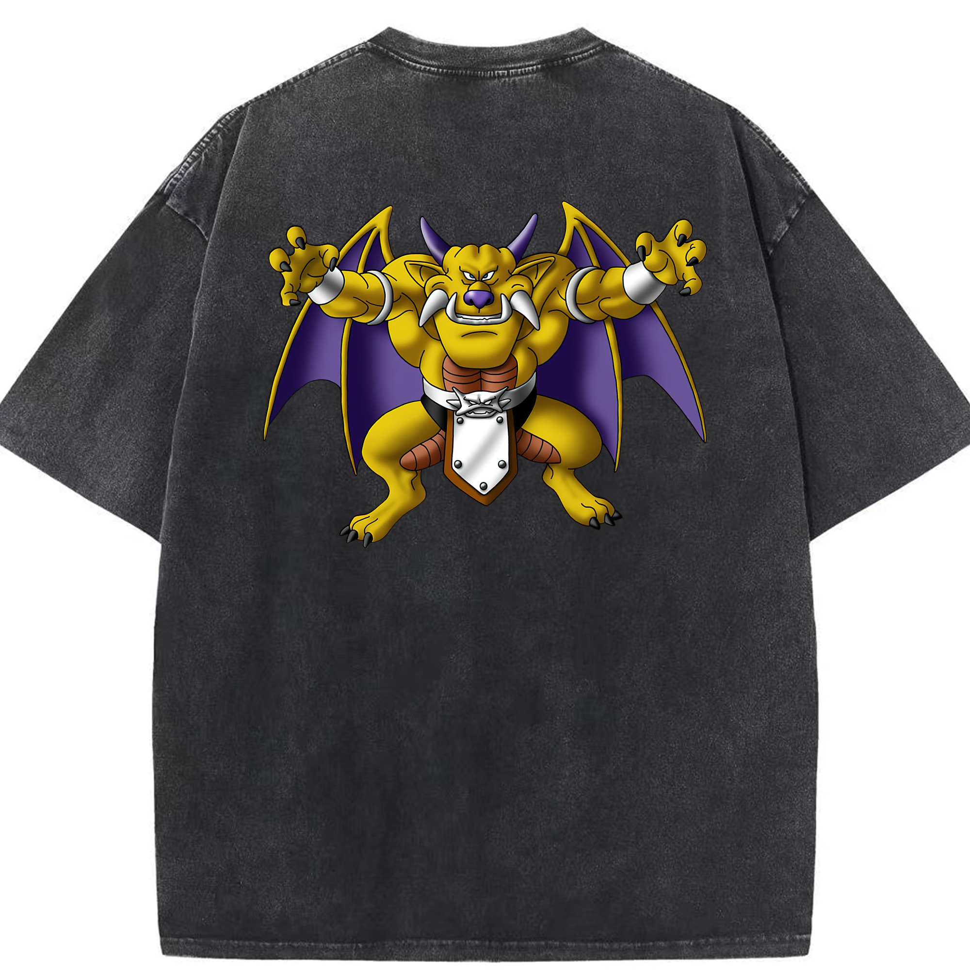 （画像用） ドラゴンクエスト Doragon Kuesuto Dragon Quest 綿100% ヴィンテージ風 半袖Tシャツ（背面プリント）