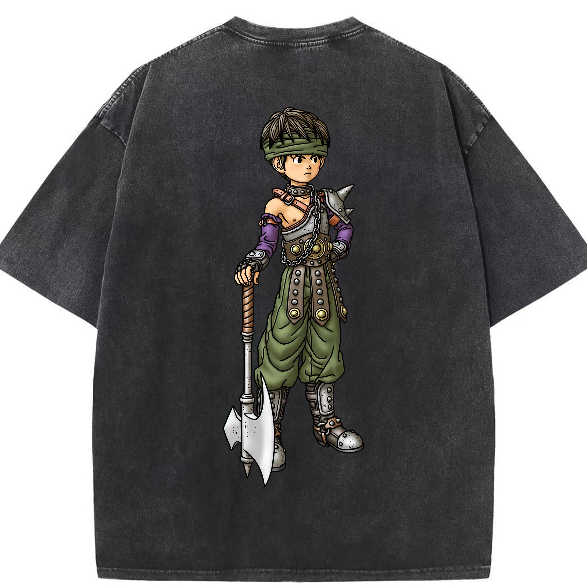 （画像用） ドラゴンクエスト Doragon Kuesuto Dragon Quest 綿100% ヴィンテージ風 半袖Tシャツ（背面プリント）