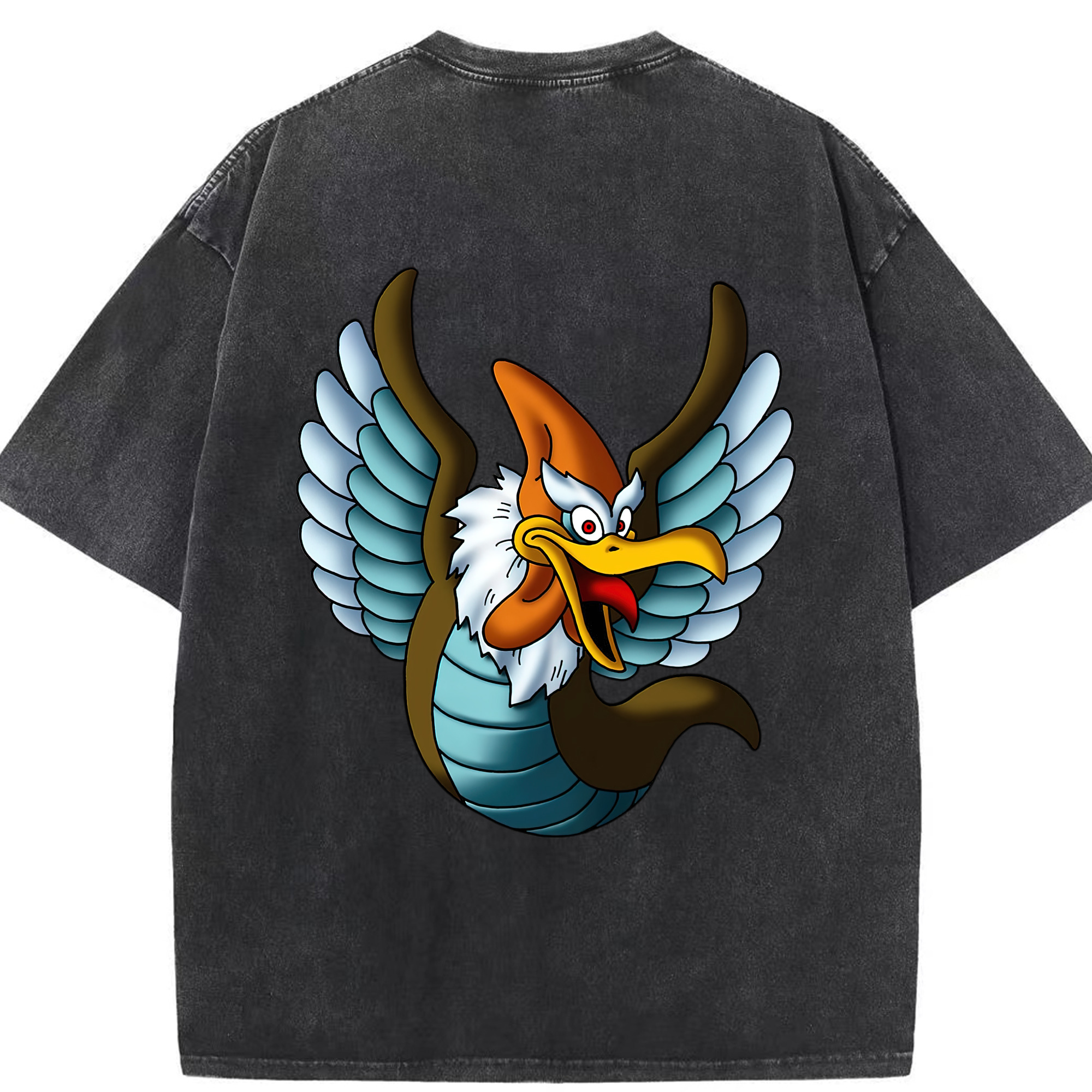 （画像用） ドラゴンクエスト Doragon Kuesuto Dragon Quest 綿100% ヴィンテージ風 半袖Tシャツ（背面プリント）
