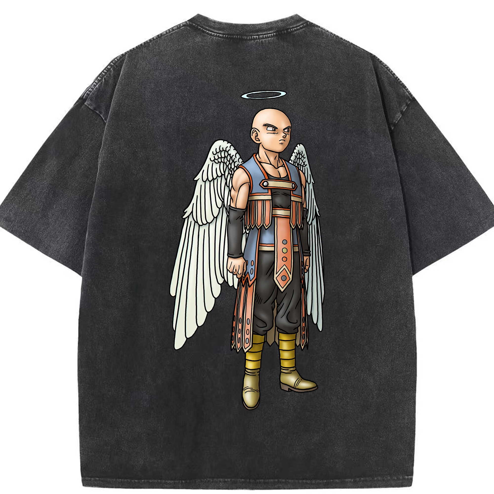 （画像用） ドラゴンクエスト Doragon Kuesuto Dragon Quest 綿100% ヴィンテージ風 半袖Tシャツ（背面プリント）