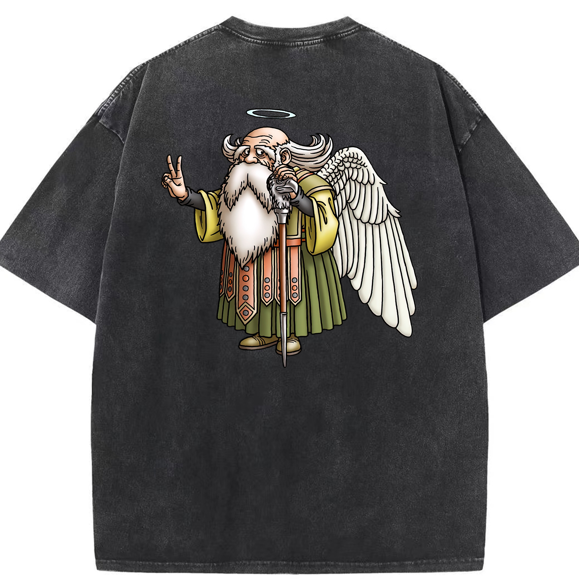（画像用） ドラゴンクエスト Doragon Kuesuto Dragon Quest 綿100% ヴィンテージ風 半袖Tシャツ（背面プリント）