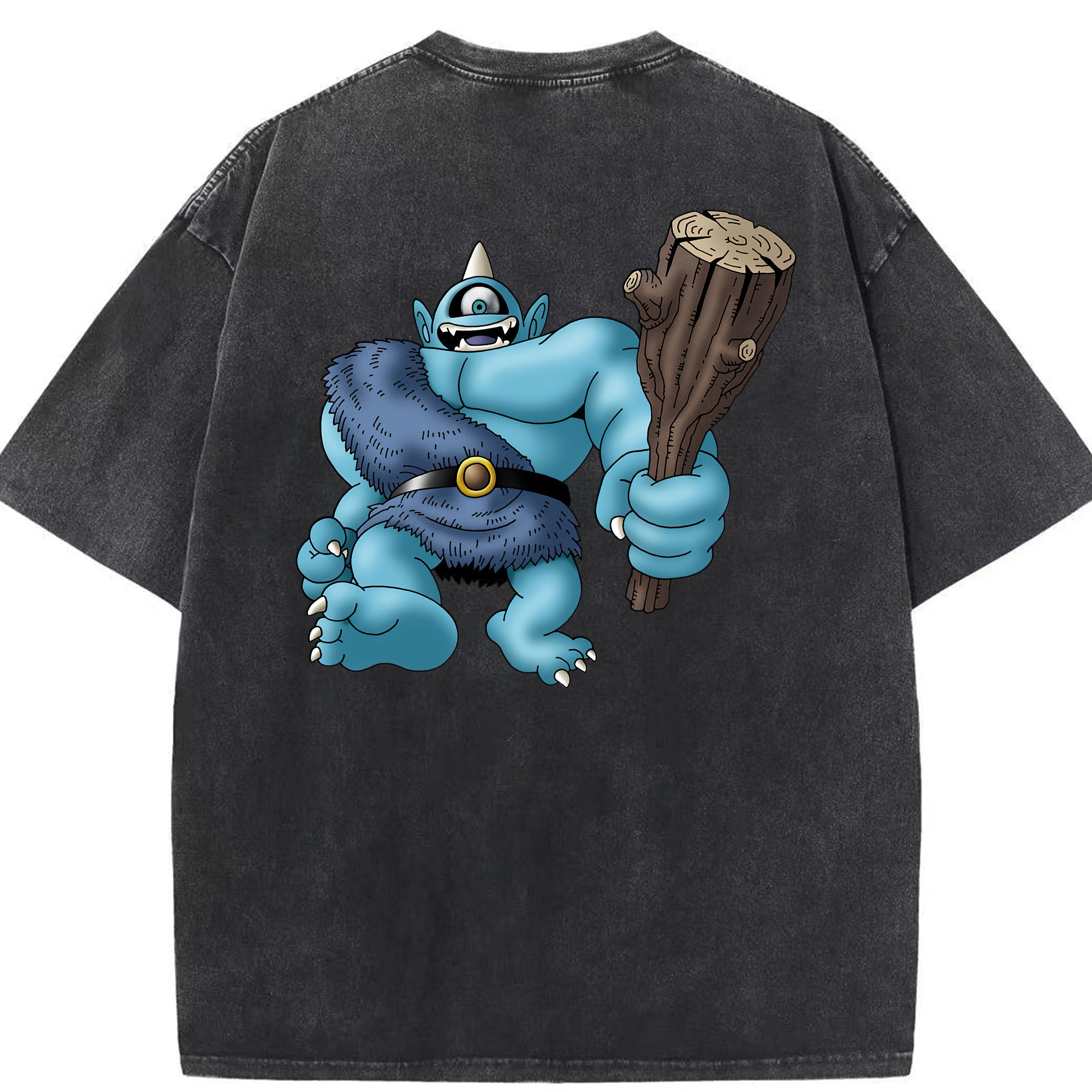 （画像用） ドラゴンクエスト Doragon Kuesuto Dragon Quest 綿100% ヴィンテージ風 半袖Tシャツ（背面プリント）