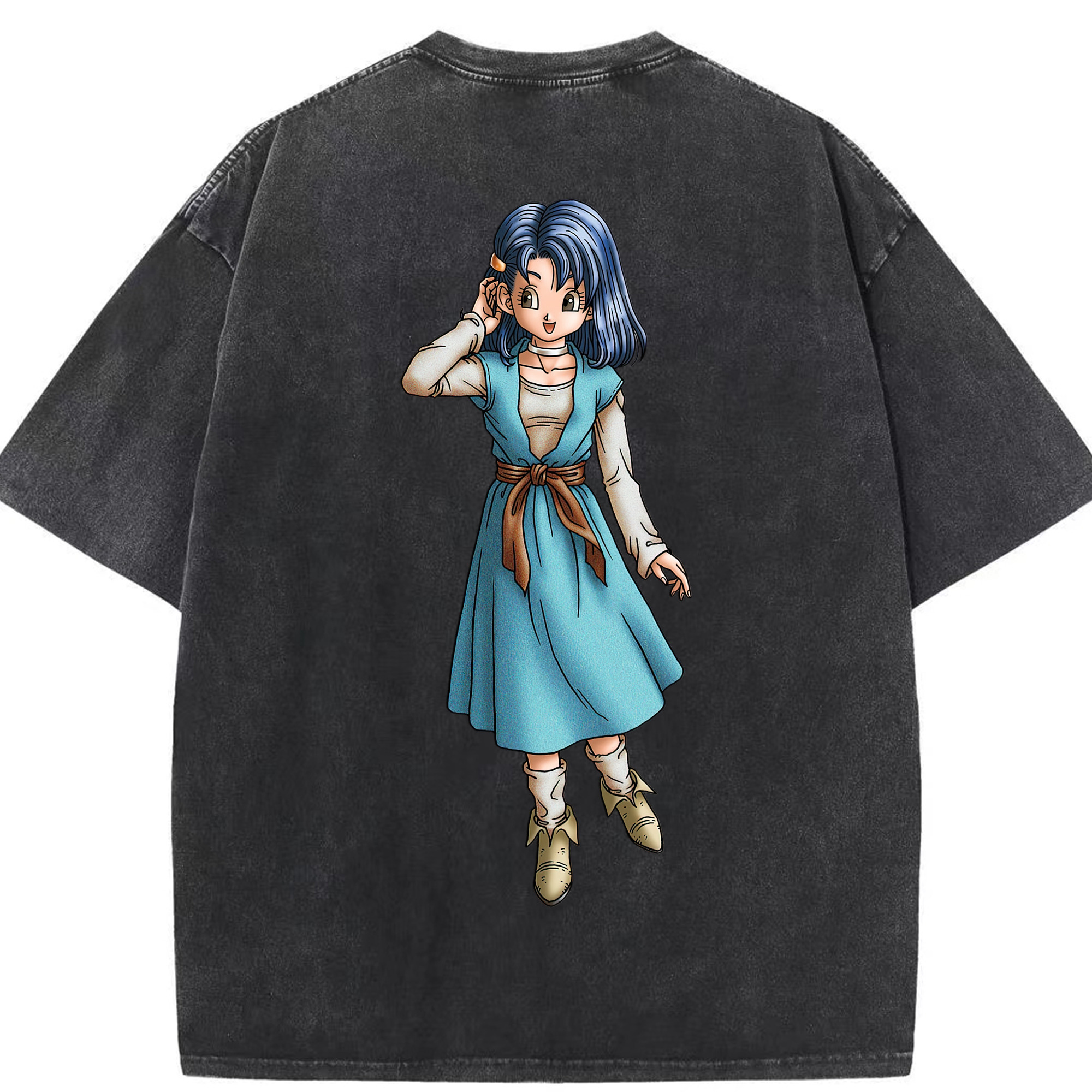（画像用） ドラゴンクエスト Doragon Kuesuto Dragon Quest 綿100% ヴィンテージ風 半袖Tシャツ（背面プリント）