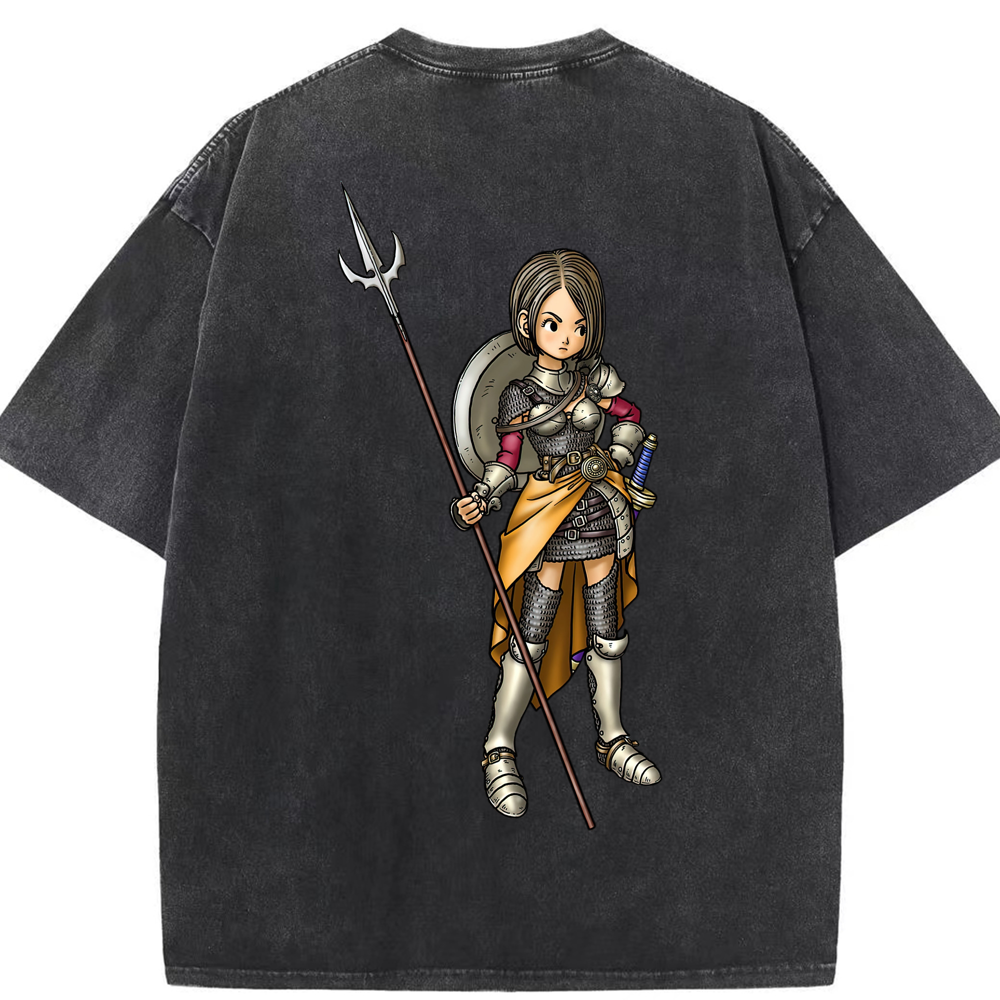 （画像用） ドラゴンクエスト Doragon Kuesuto Dragon Quest 綿100% ヴィンテージ風 半袖Tシャツ（背面プリント）