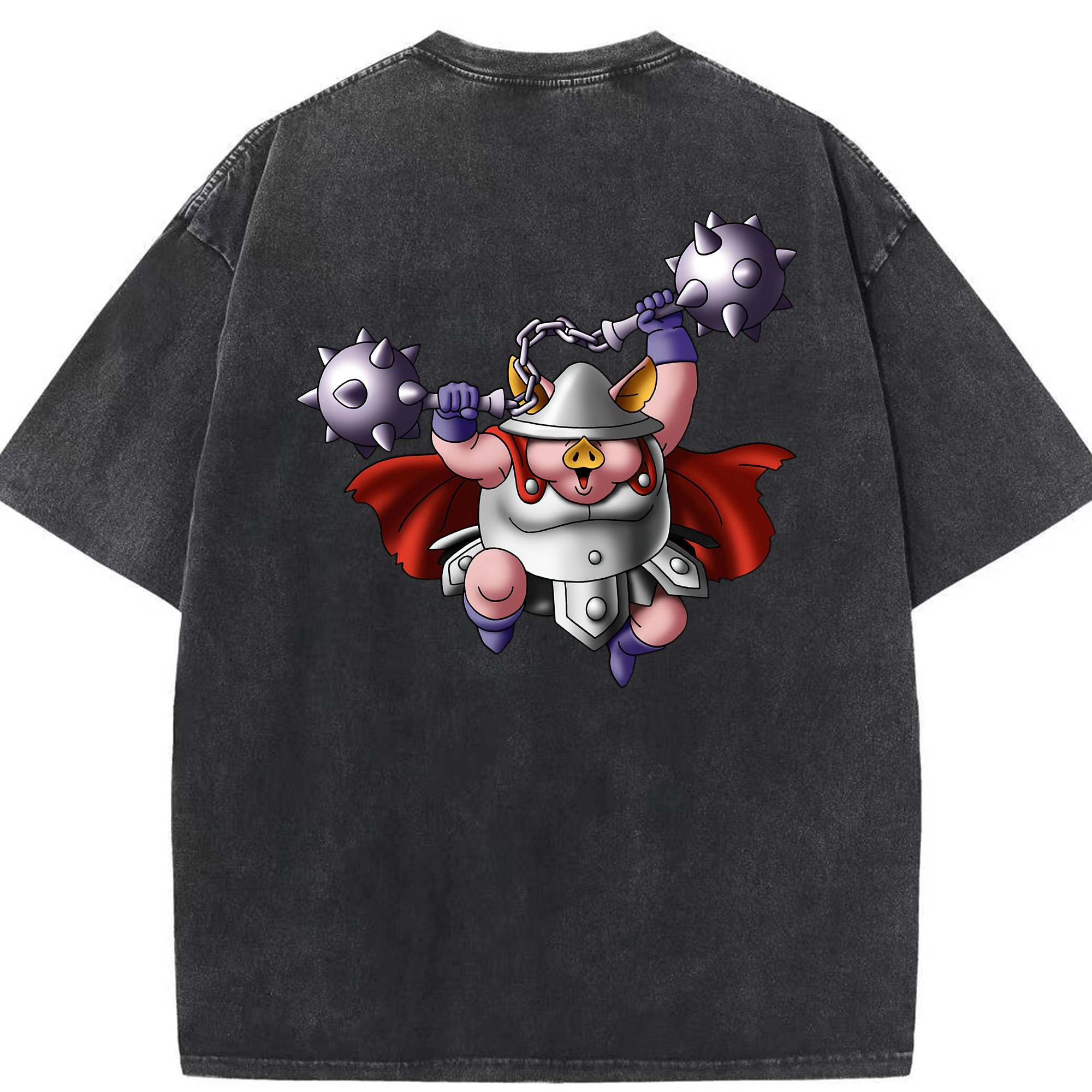 （画像用） ドラゴンクエスト Doragon Kuesuto Dragon Quest 綿100% ヴィンテージ風 半袖Tシャツ（背面プリント）