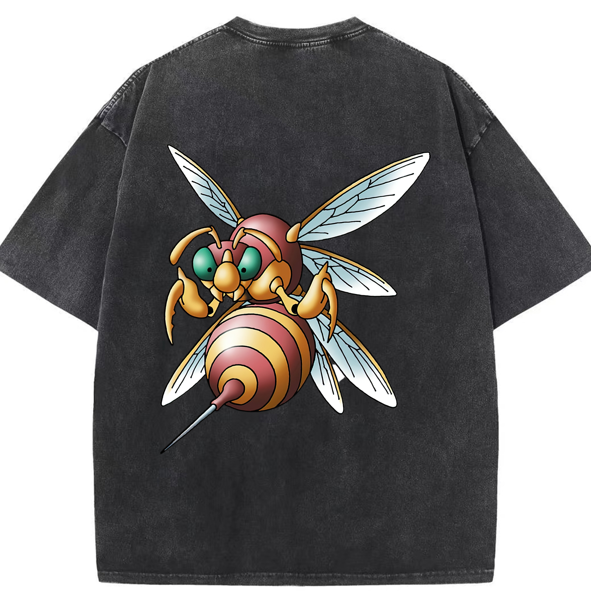 （画像用） ドラゴンクエスト Doragon Kuesuto Dragon Quest 綿100% ヴィンテージ風 半袖Tシャツ（背面プリント）
