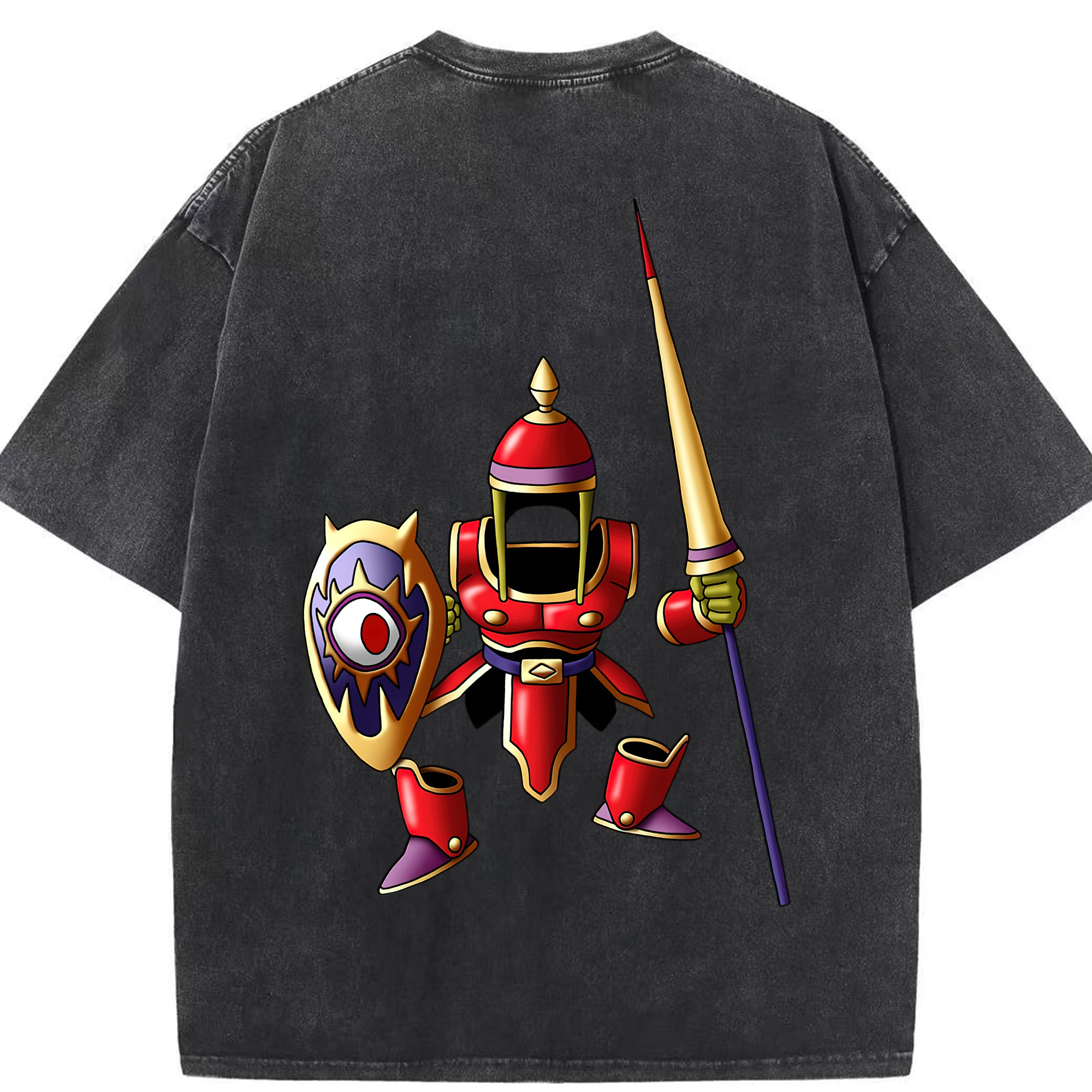 （画像用） ドラゴンクエスト Doragon Kuesuto Dragon Quest 綿100% ヴィンテージ風 半袖Tシャツ（背面プリント）