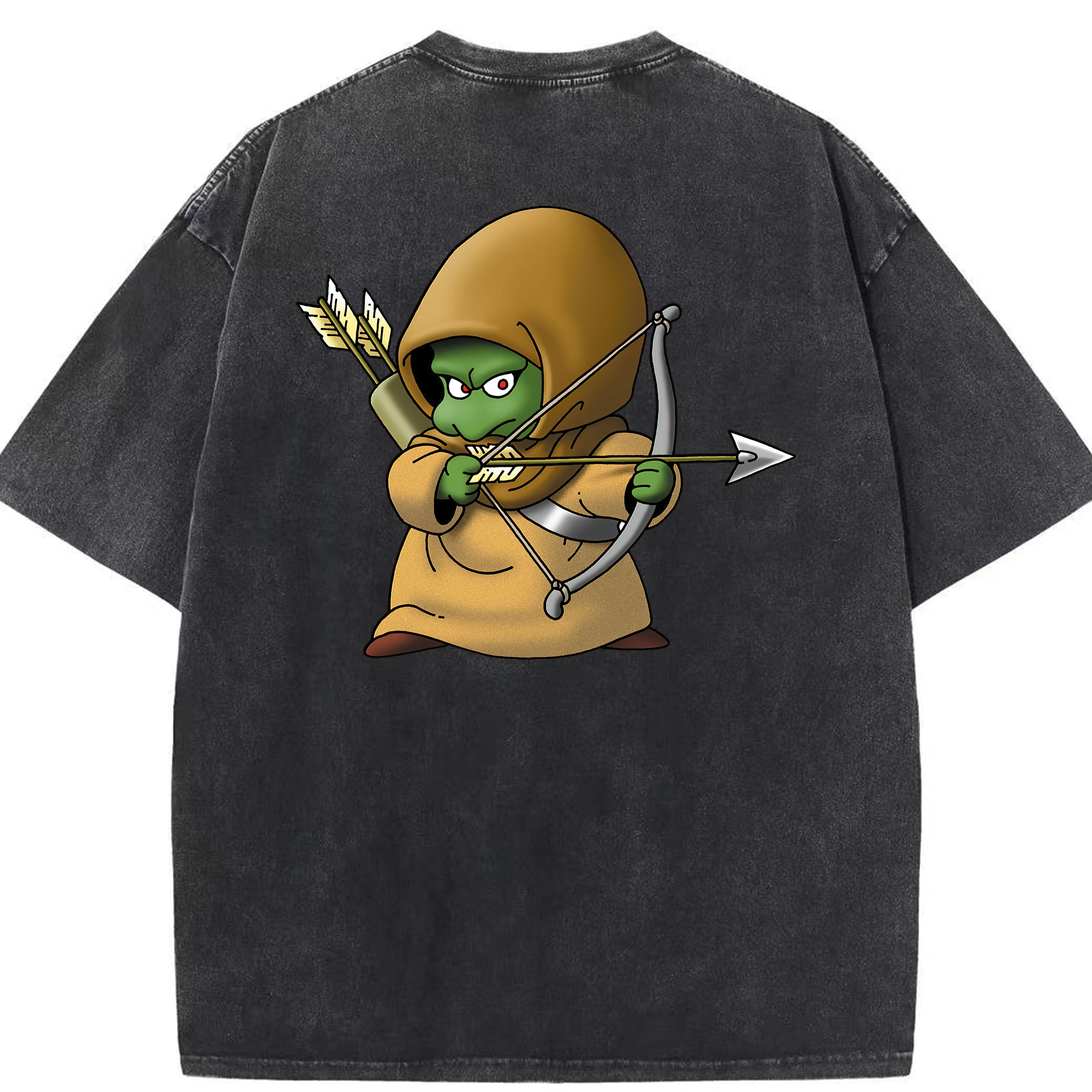（画像用） ドラゴンクエスト Doragon Kuesuto Dragon Quest 綿100% ヴィンテージ風 半袖Tシャツ（背面プリント）