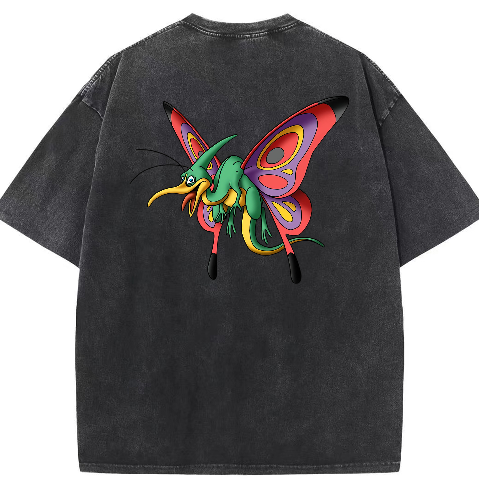 （画像用） ドラゴンクエスト Doragon Kuesuto Dragon Quest 綿100% ヴィンテージ風 半袖Tシャツ（背面プリント）