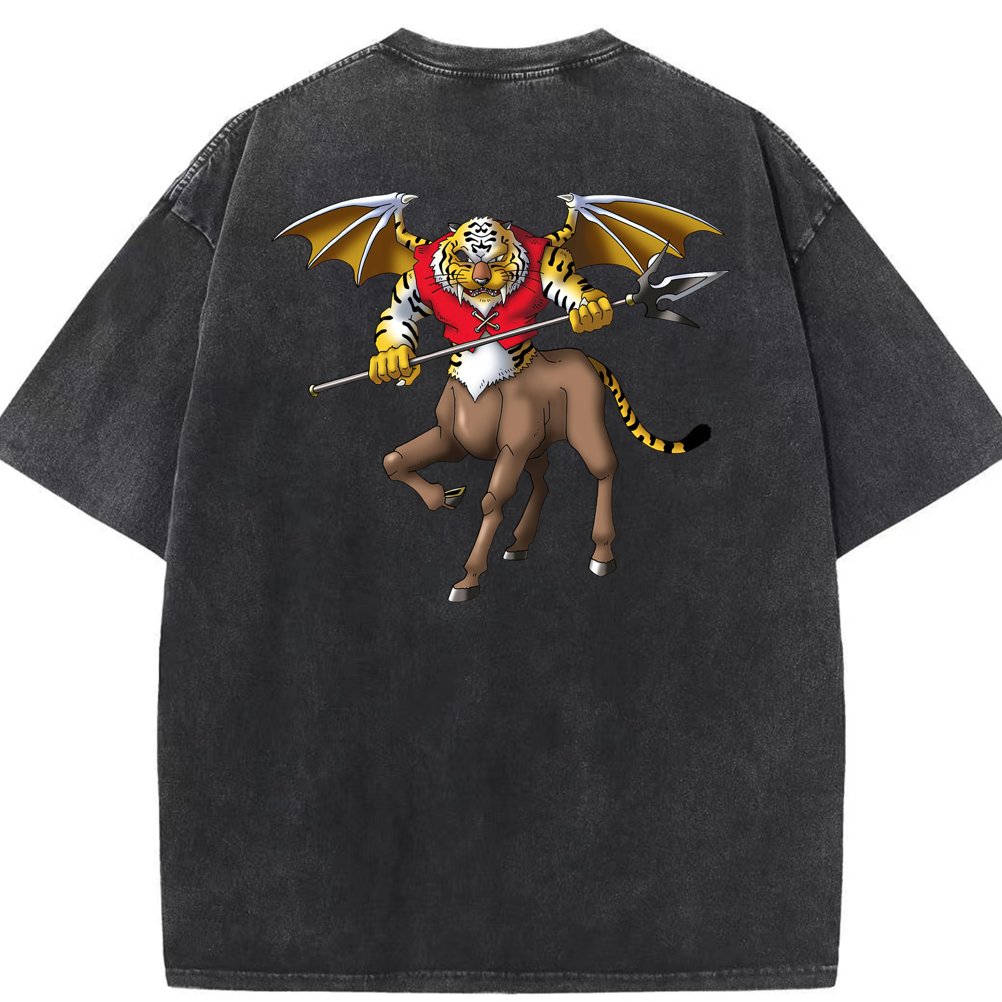 （画像用） ドラゴンクエスト Doragon Kuesuto Dragon Quest 綿100% ヴィンテージ風 半袖Tシャツ（背面プリント）