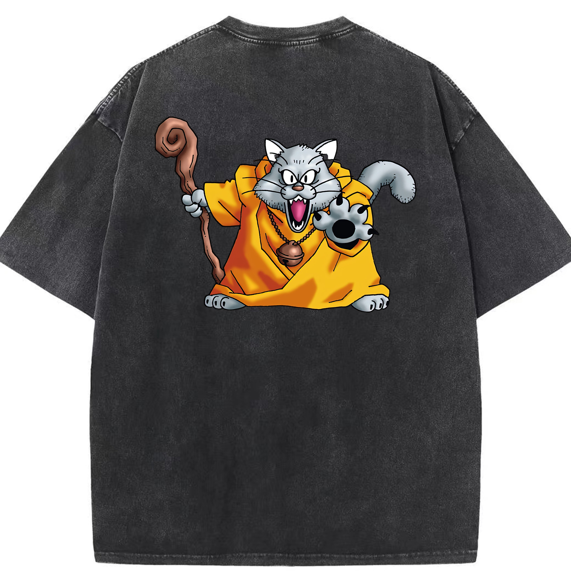 （画像用） ドラゴンクエスト Doragon Kuesuto Dragon Quest 綿100% ヴィンテージ風 半袖Tシャツ（背面プリント）