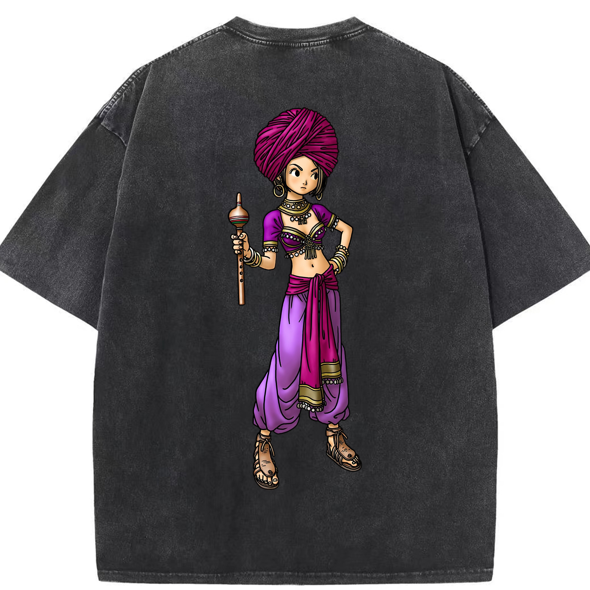 （画像用） ドラゴンクエスト Doragon Kuesuto Dragon Quest 綿100% ヴィンテージ風 半袖Tシャツ（背面プリント）