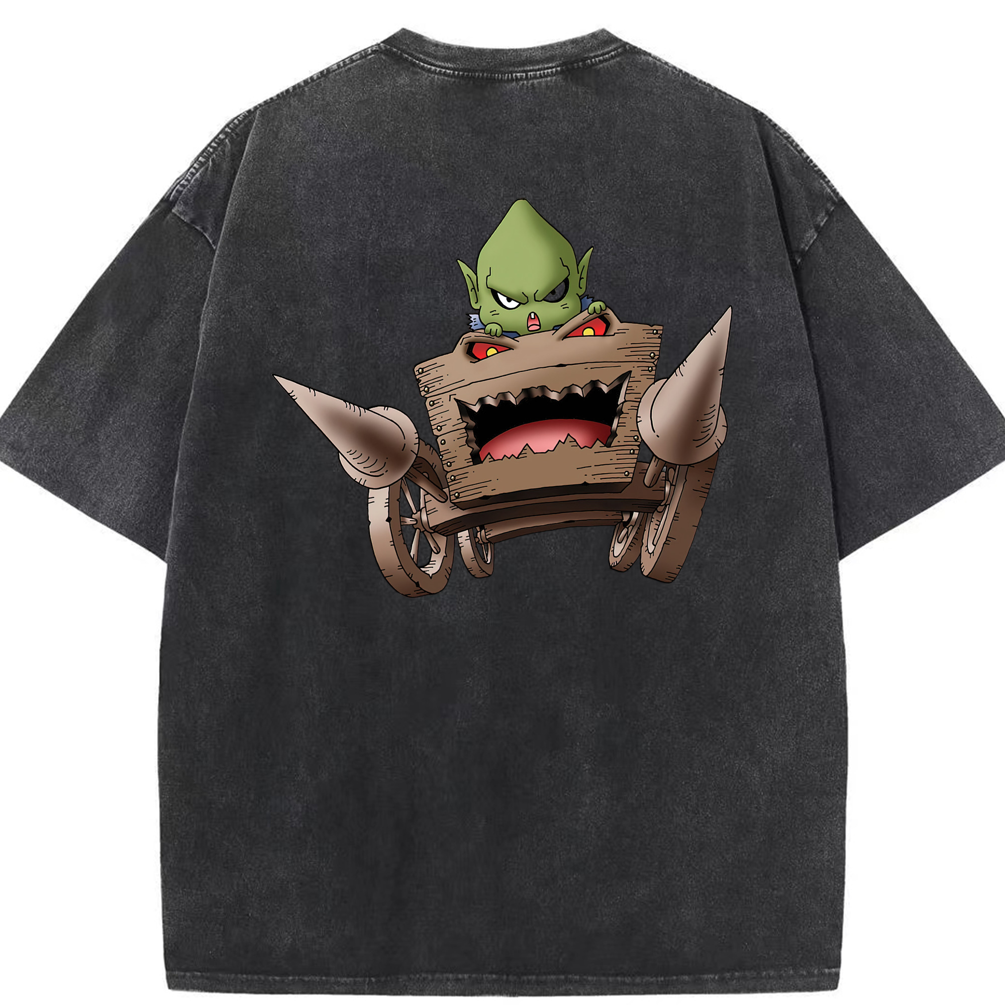 （画像用） ドラゴンクエスト Doragon Kuesuto Dragon Quest 綿100% ヴィンテージ風 半袖Tシャツ（背面プリント）