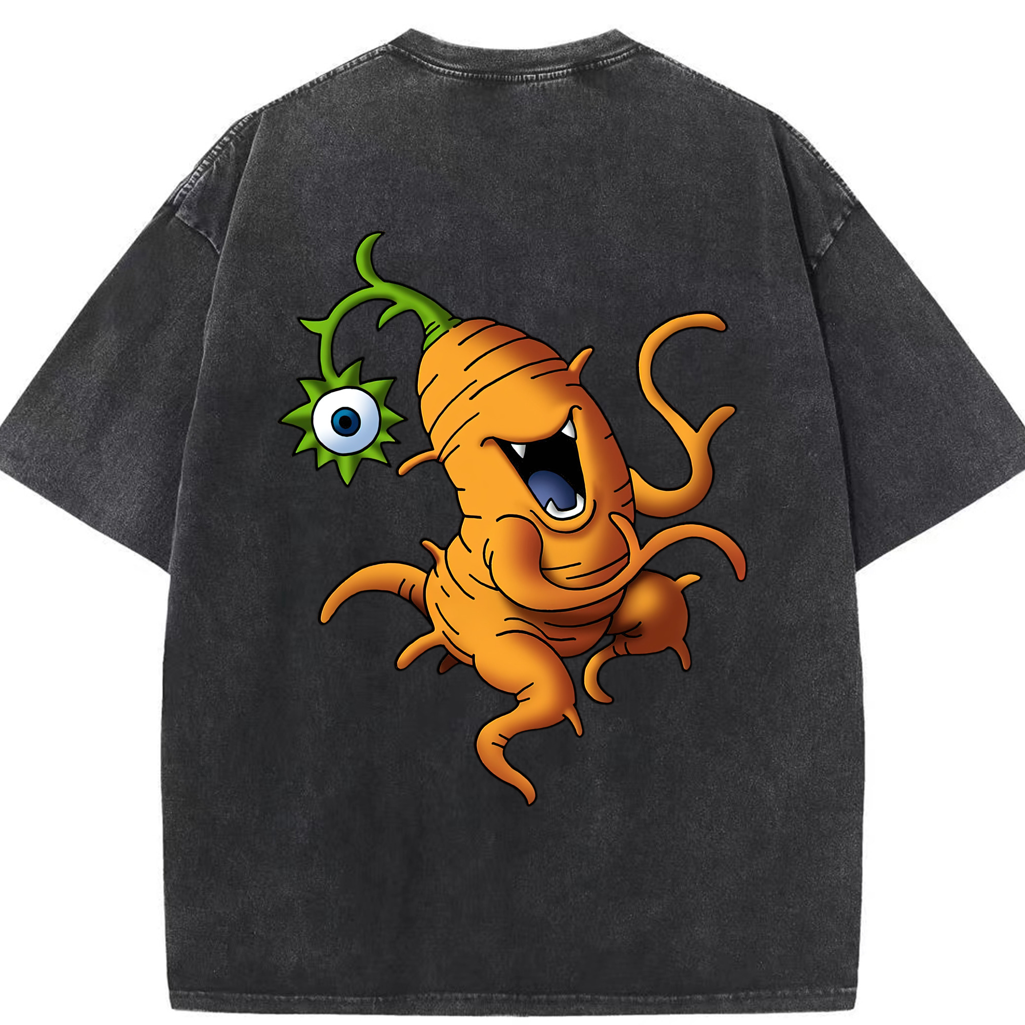 （画像用） ドラゴンクエスト Doragon Kuesuto Dragon Quest 綿100% ヴィンテージ風 半袖Tシャツ（背面プリント）