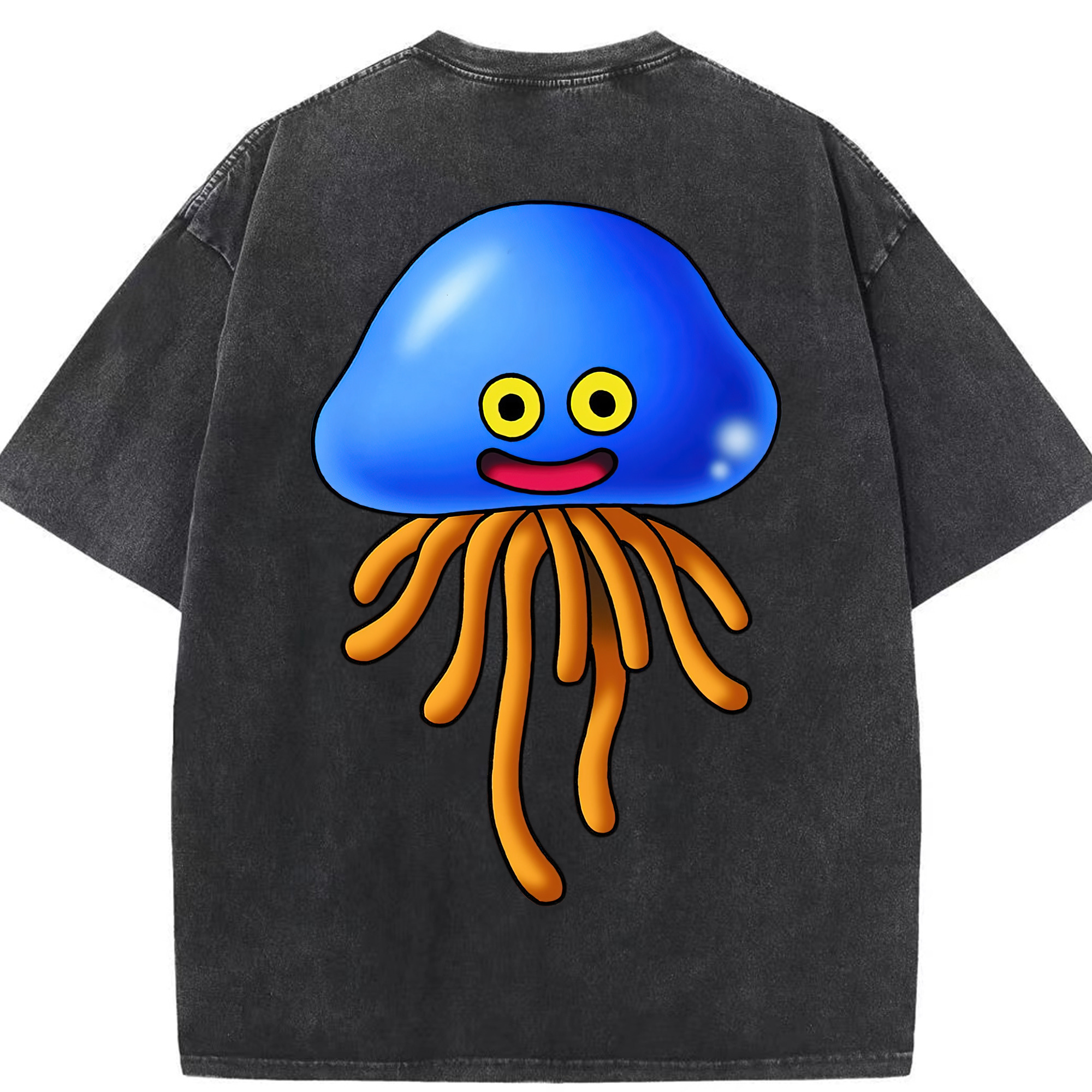 （画像用） ドラゴンクエスト Doragon Kuesuto Dragon Quest 綿100% ヴィンテージ風 半袖Tシャツ（背面プリント）