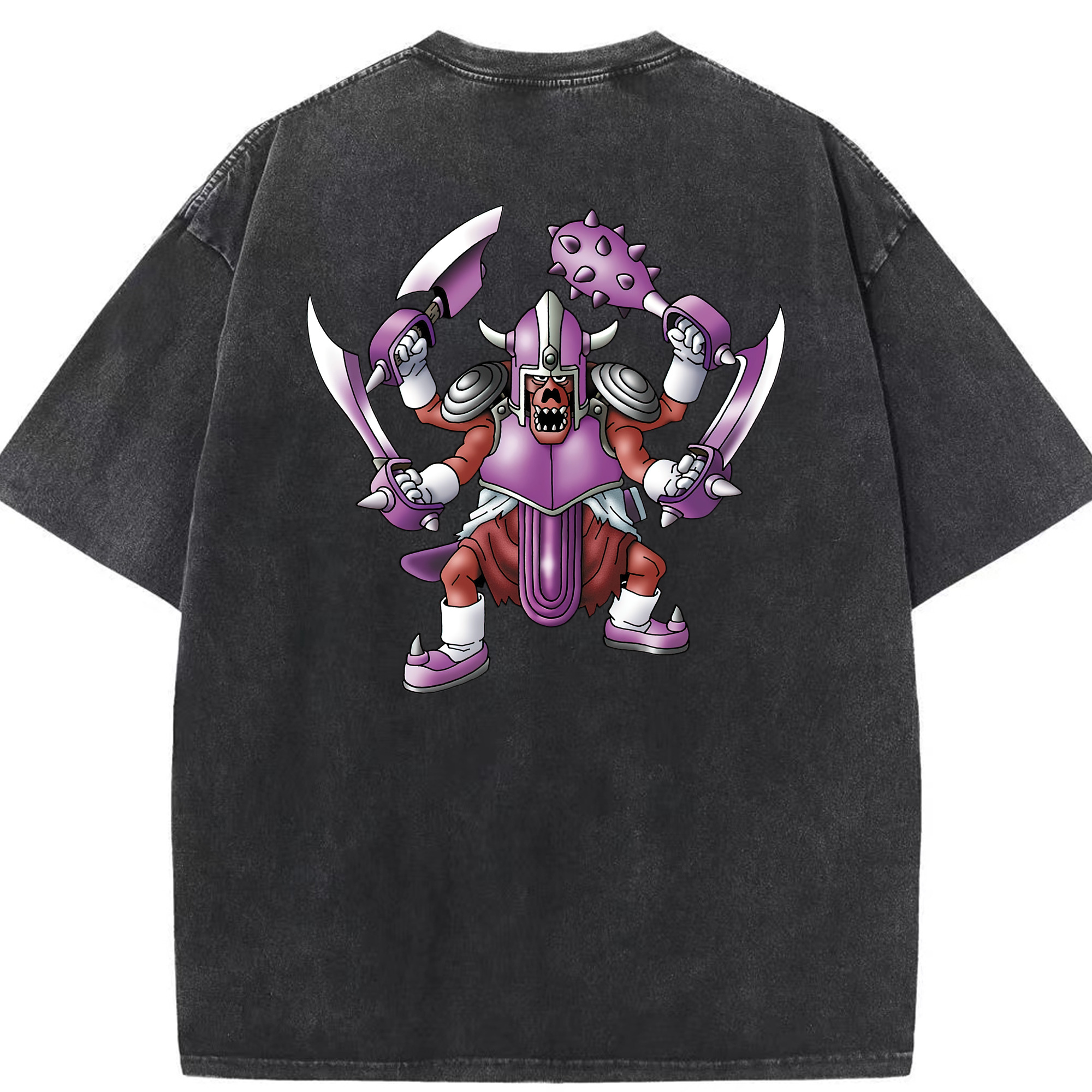 （画像用） ドラゴンクエスト Doragon Kuesuto Dragon Quest 綿100% ヴィンテージ風 半袖Tシャツ（背面プリント）