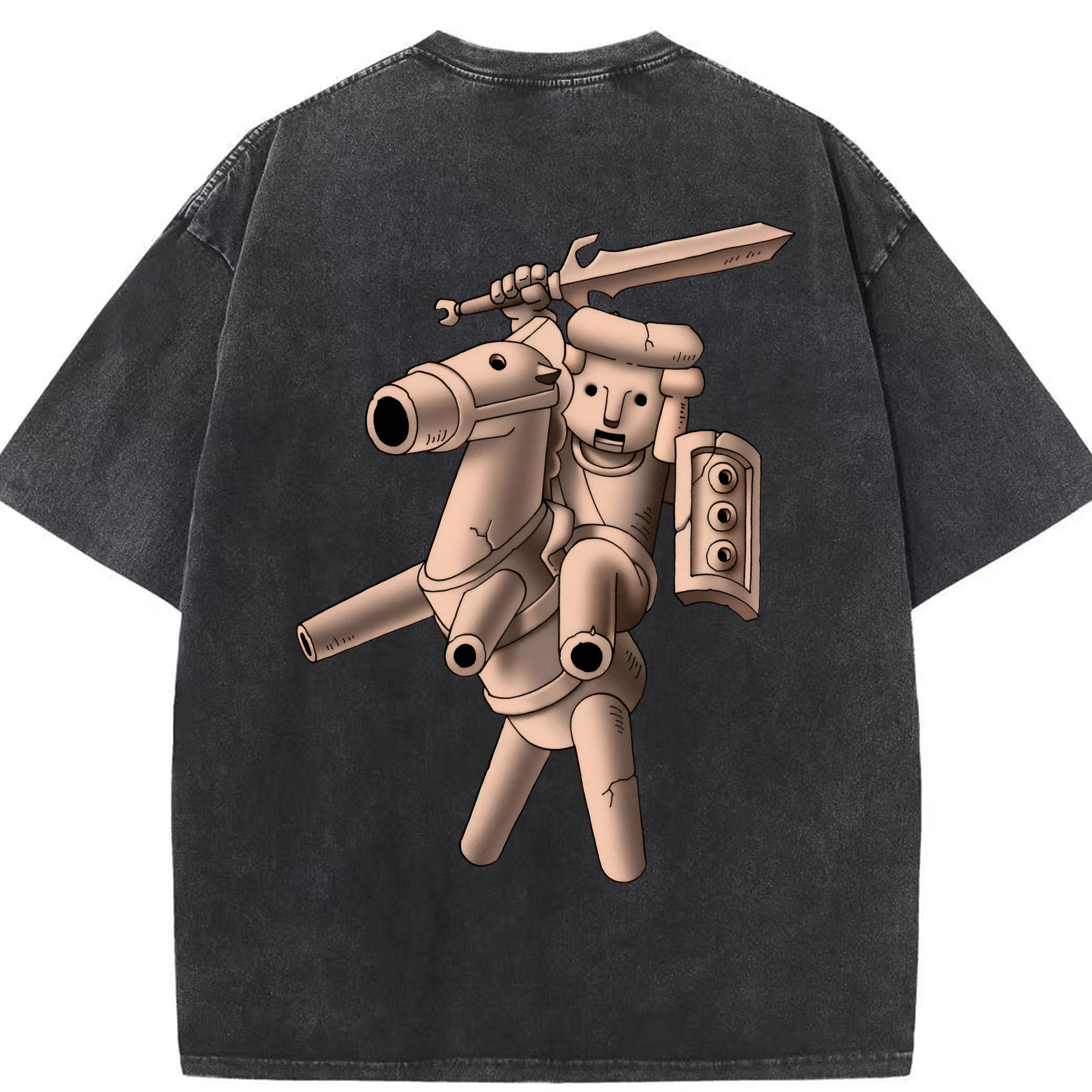 （画像用） ドラゴンクエスト Doragon Kuesuto Dragon Quest 綿100% ヴィンテージ風 半袖Tシャツ（背面プリント）