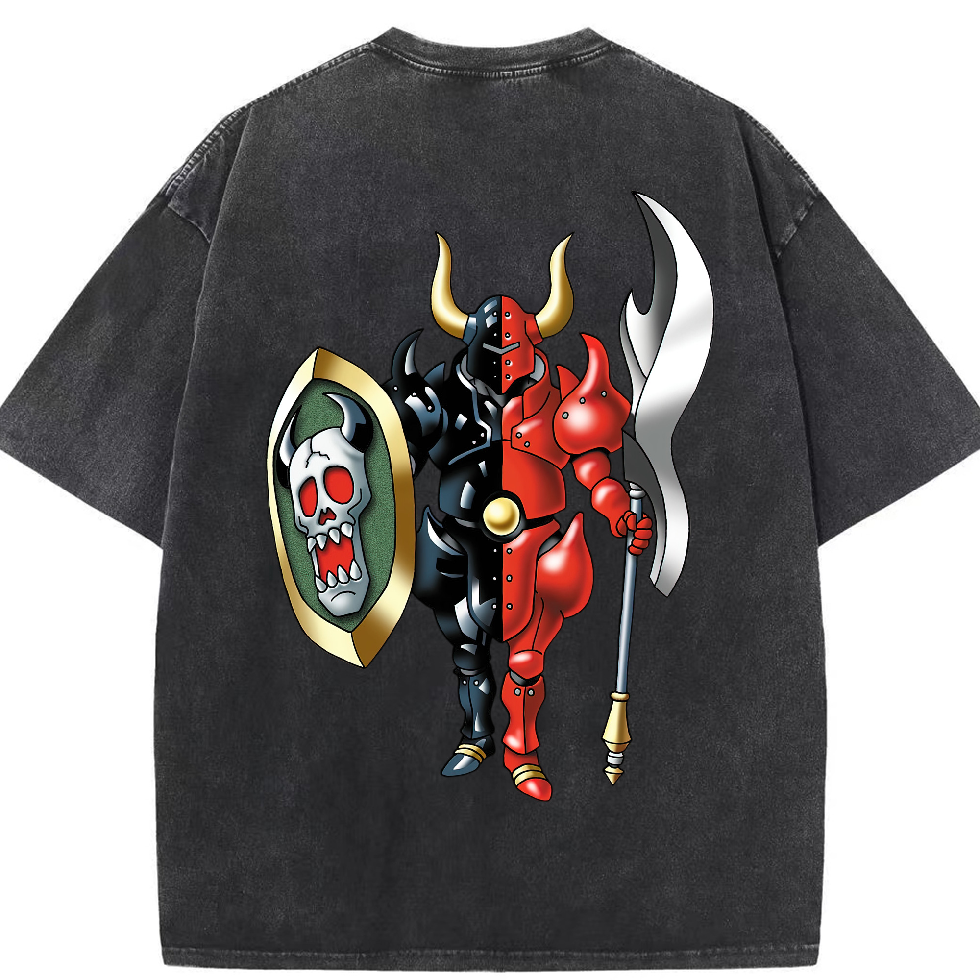 （画像用） ドラゴンクエスト Doragon Kuesuto Dragon Quest 綿100% ヴィンテージ風 半袖Tシャツ（背面プリント）