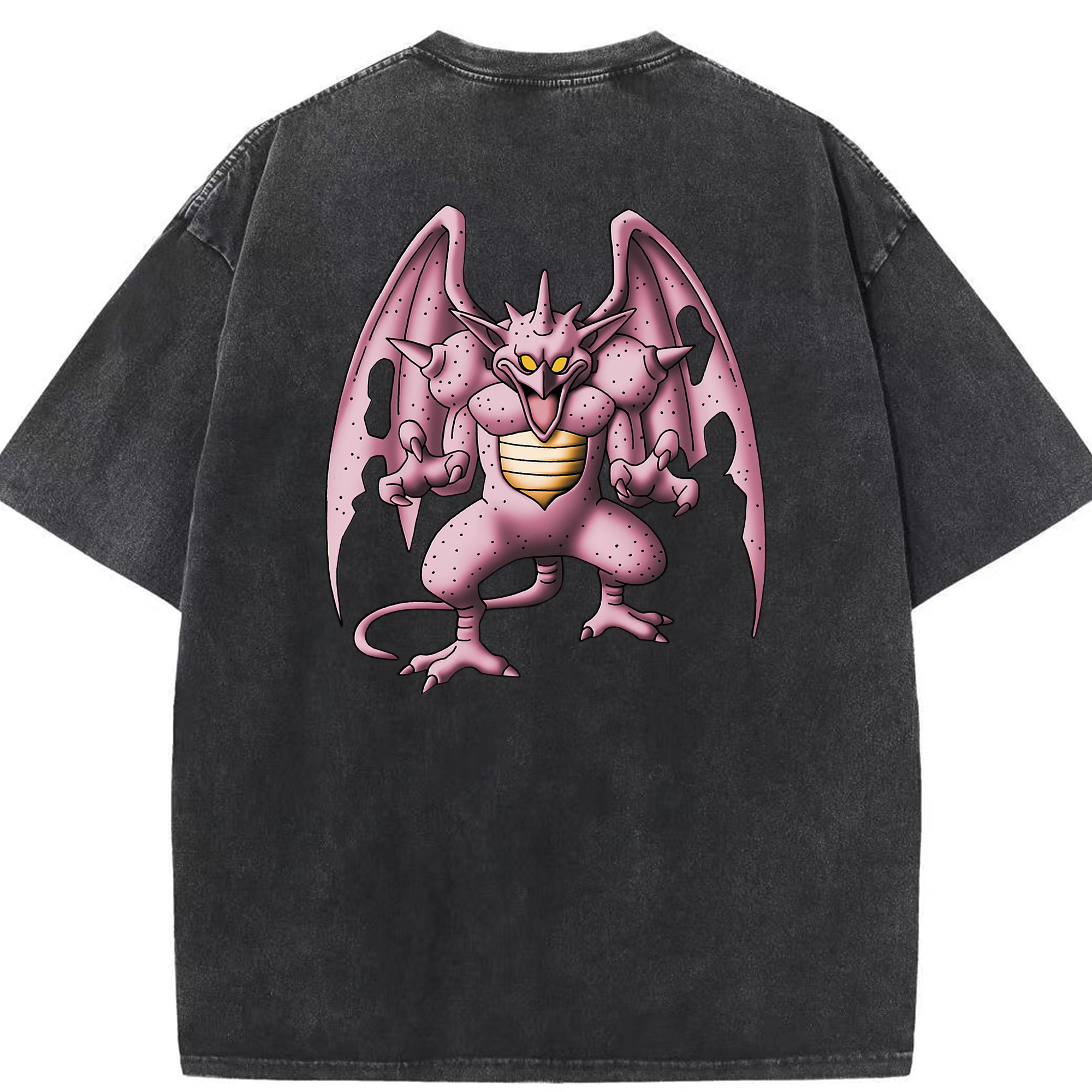 （画像用） ドラゴンクエスト Doragon Kuesuto Dragon Quest 綿100% ヴィンテージ風 半袖Tシャツ（背面プリント）