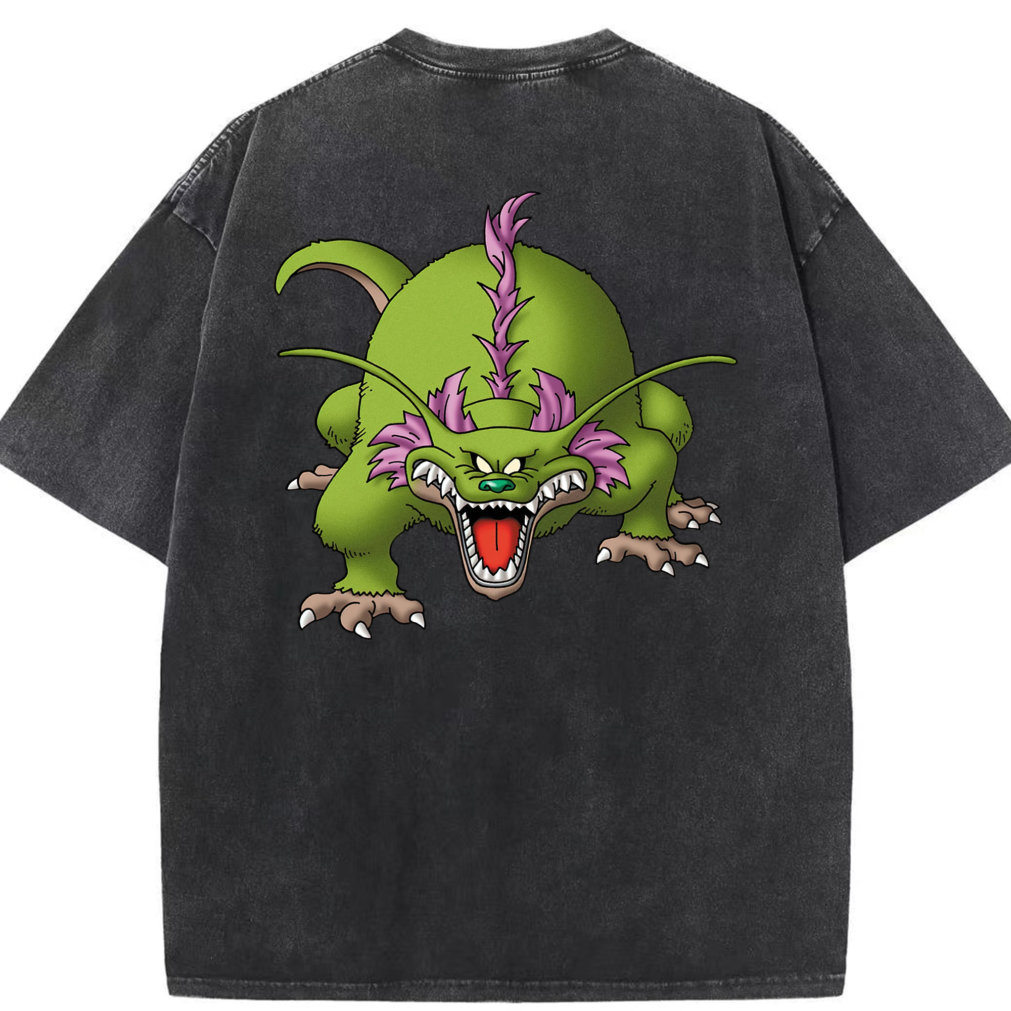 （画像用） ドラゴンクエスト Doragon Kuesuto Dragon Quest 綿100% ヴィンテージ風 半袖Tシャツ（背面プリント）