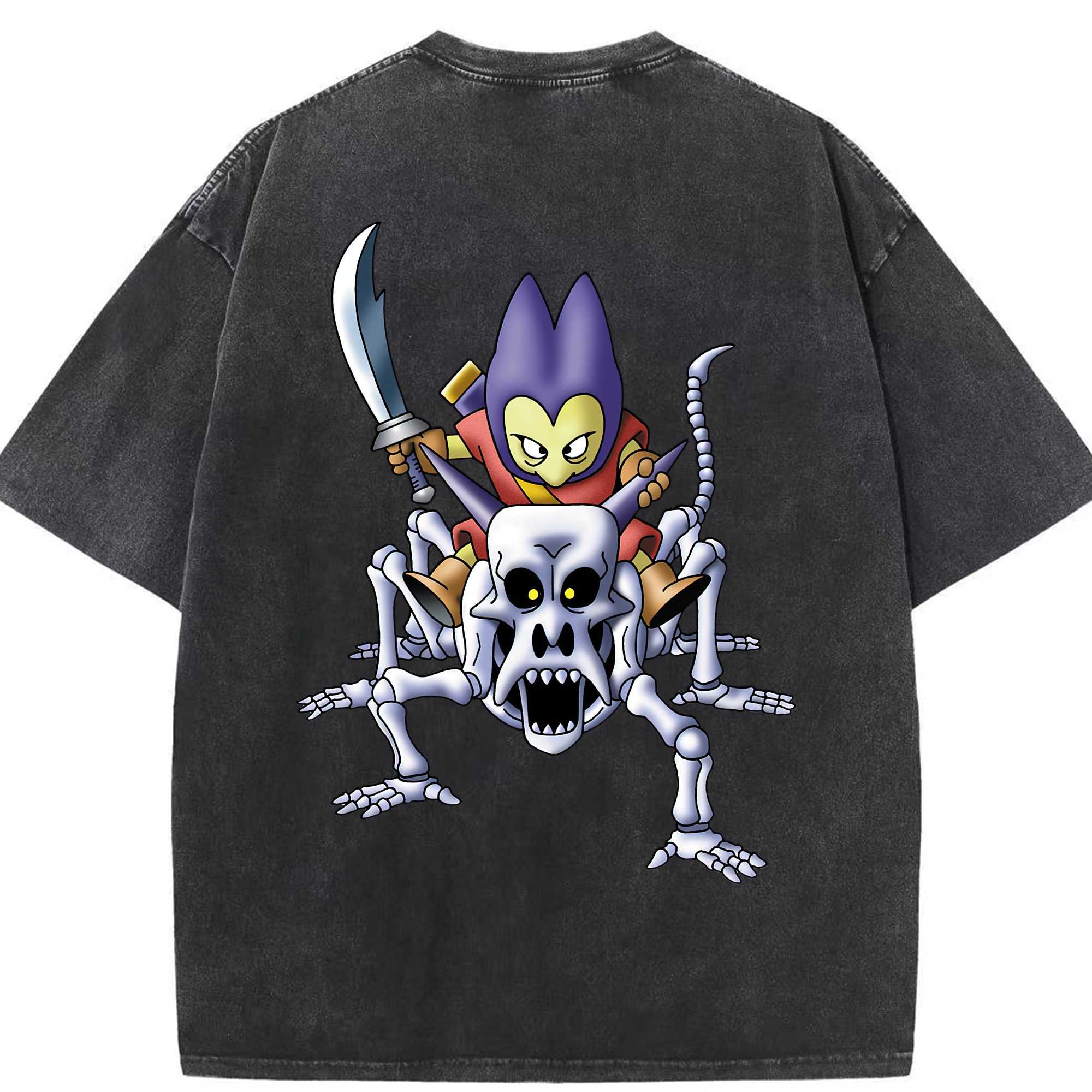 （画像用） ドラゴンクエスト Doragon Kuesuto Dragon Quest 綿100% ヴィンテージ風 半袖Tシャツ（背面プリント）