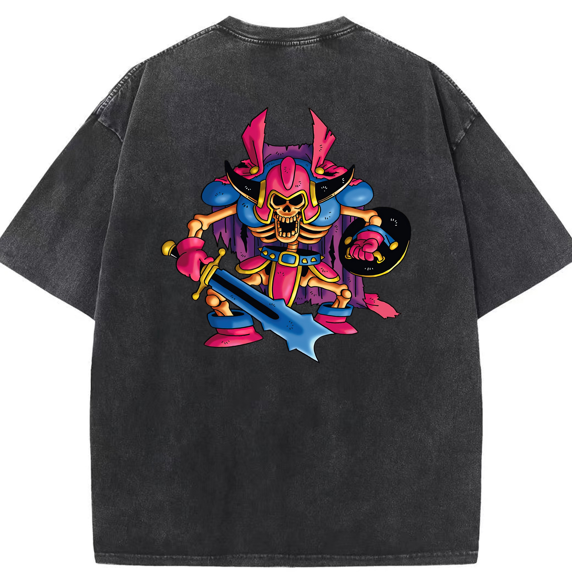 （画像用） ドラゴンクエスト Doragon Kuesuto Dragon Quest 綿100% ヴィンテージ風 半袖Tシャツ（背面プリント）