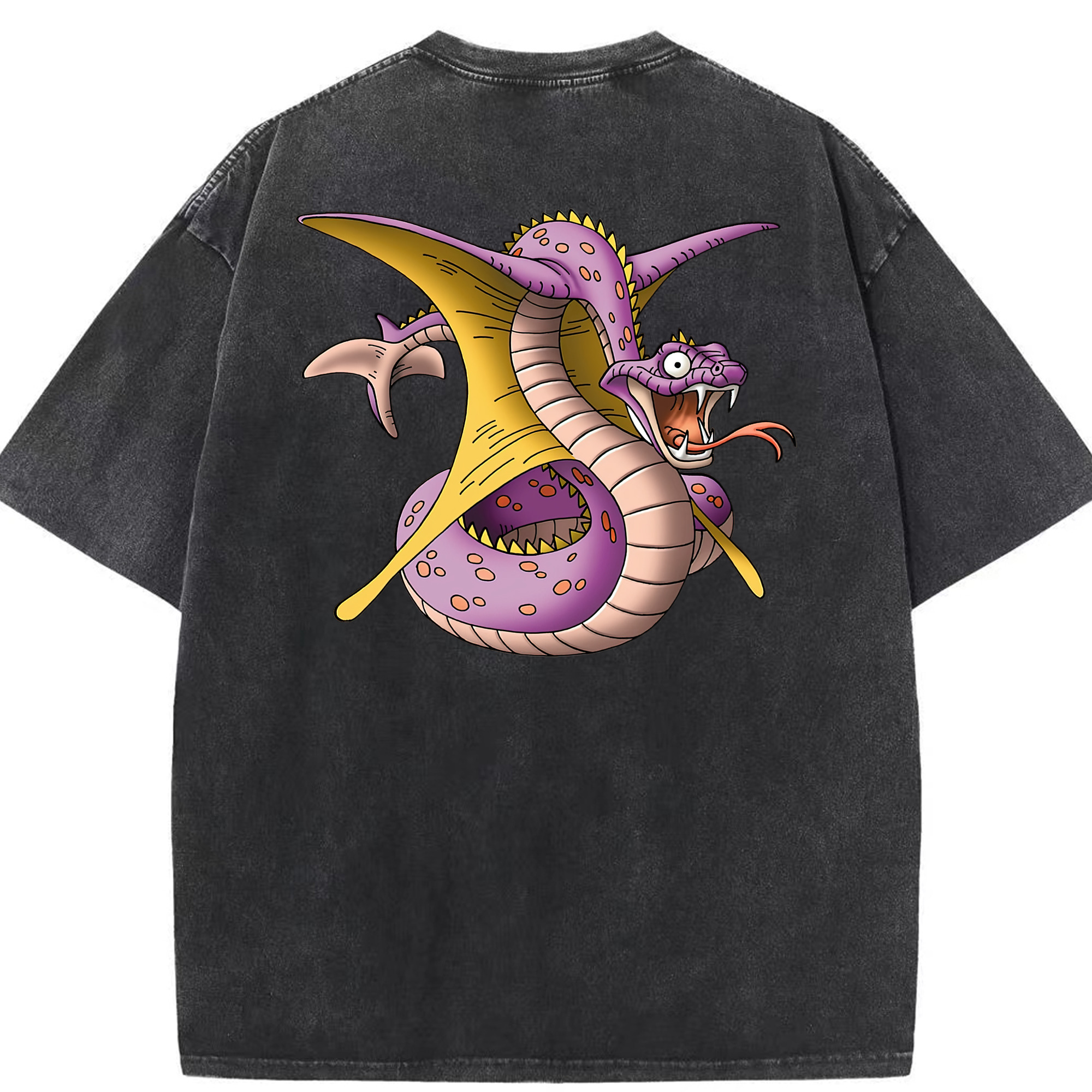 （画像用） ドラゴンクエスト Doragon Kuesuto Dragon Quest 綿100% ヴィンテージ風 半袖Tシャツ（背面プリント）