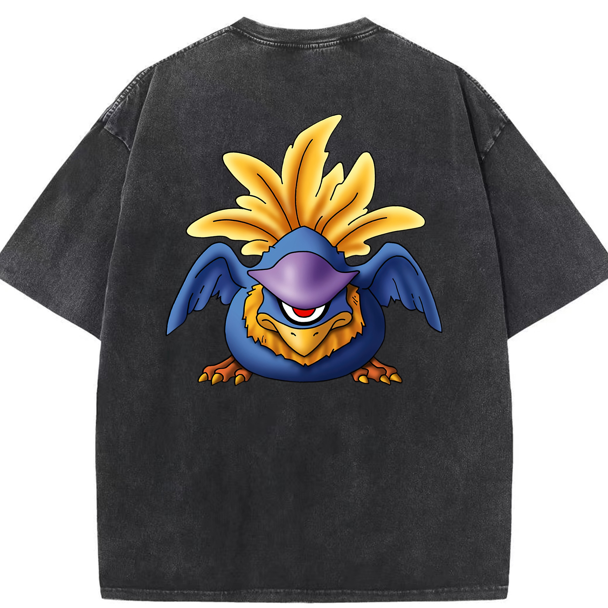 （画像用） ドラゴンクエスト Doragon Kuesuto Dragon Quest 綿100% ヴィンテージ風 半袖Tシャツ（背面プリント）