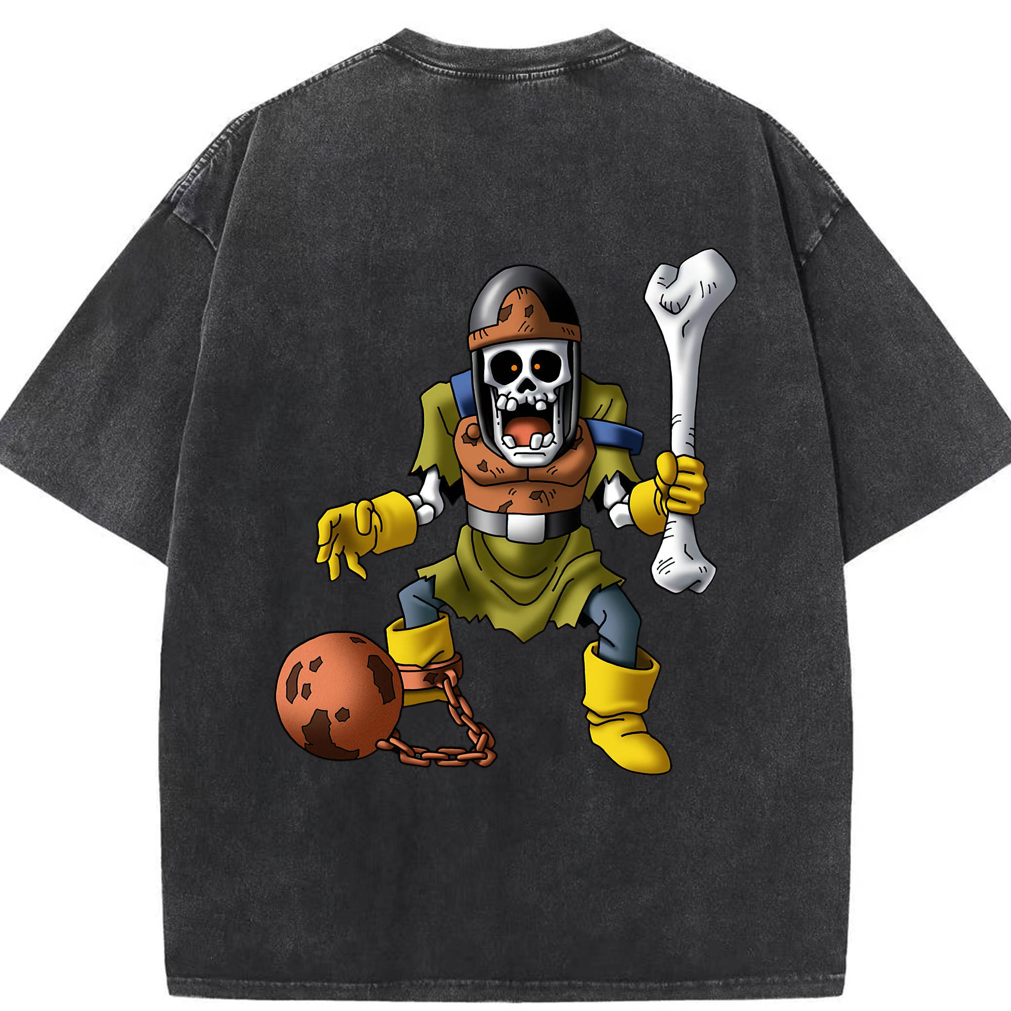 （画像用） ドラゴンクエスト Doragon Kuesuto Dragon Quest 綿100% ヴィンテージ風 半袖Tシャツ（背面プリント）
