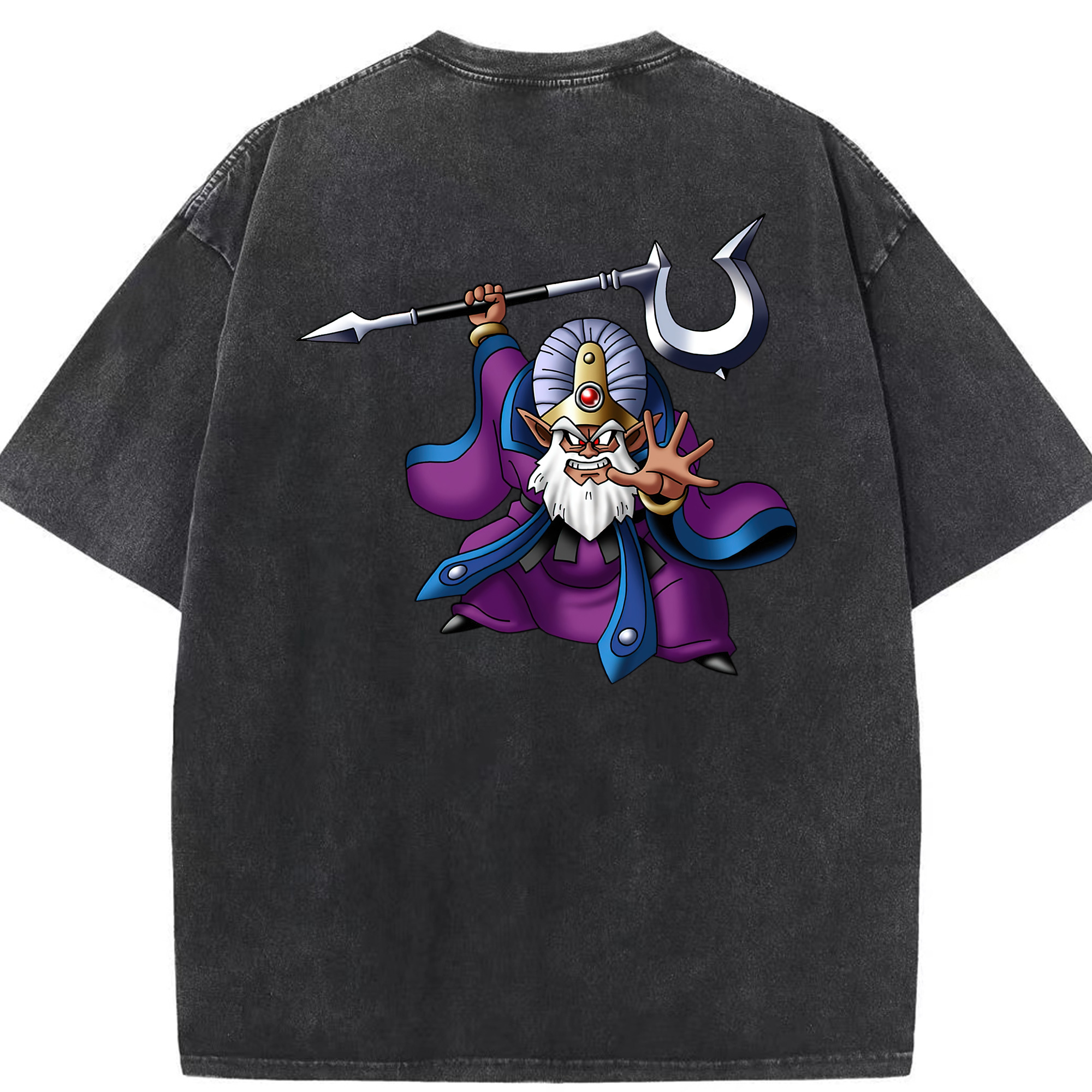 （画像用） ドラゴンクエスト Doragon Kuesuto Dragon Quest 綿100% ヴィンテージ風 半袖Tシャツ（背面プリント）
