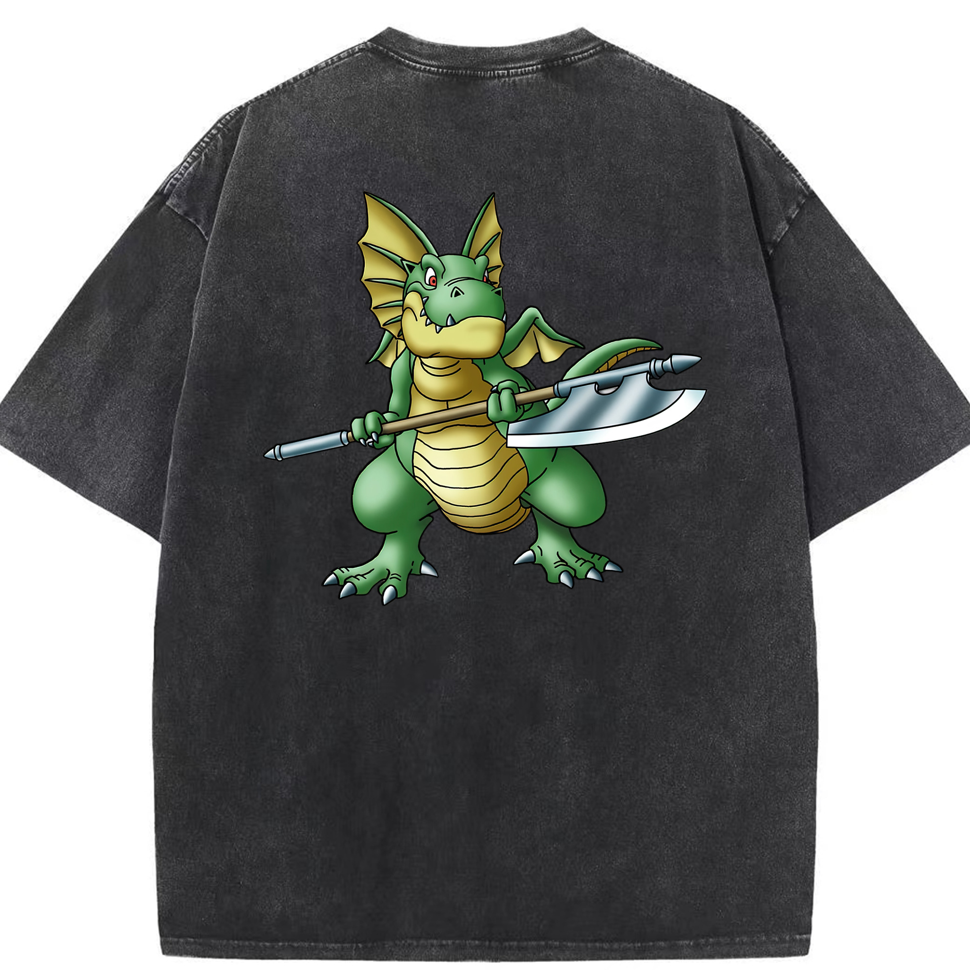 （画像用） ドラゴンクエスト Doragon Kuesuto Dragon Quest 綿100% ヴィンテージ風 半袖Tシャツ（背面プリント）