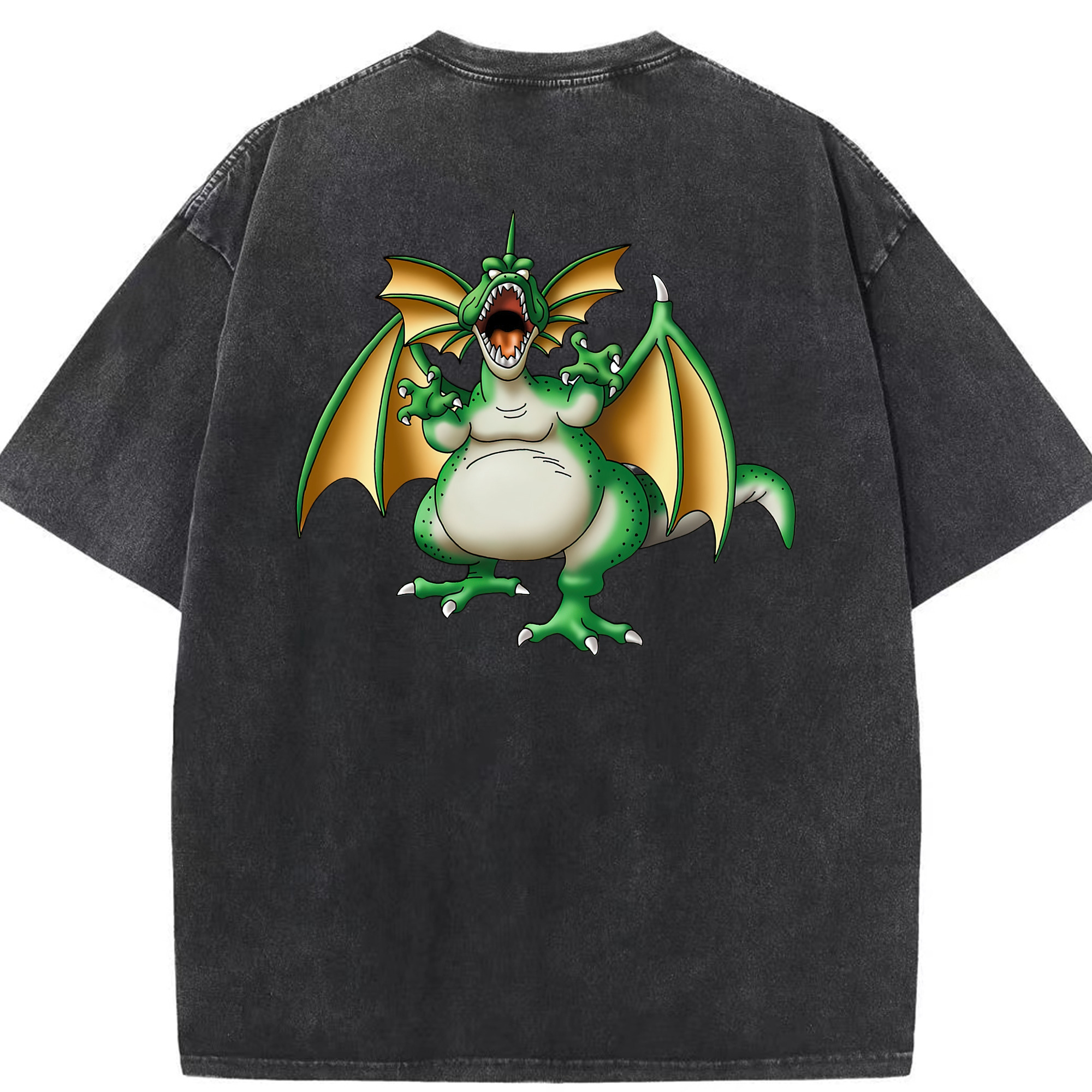 （画像用） ドラゴンクエスト Doragon Kuesuto Dragon Quest 綿100% ヴィンテージ風 半袖Tシャツ（背面プリント）