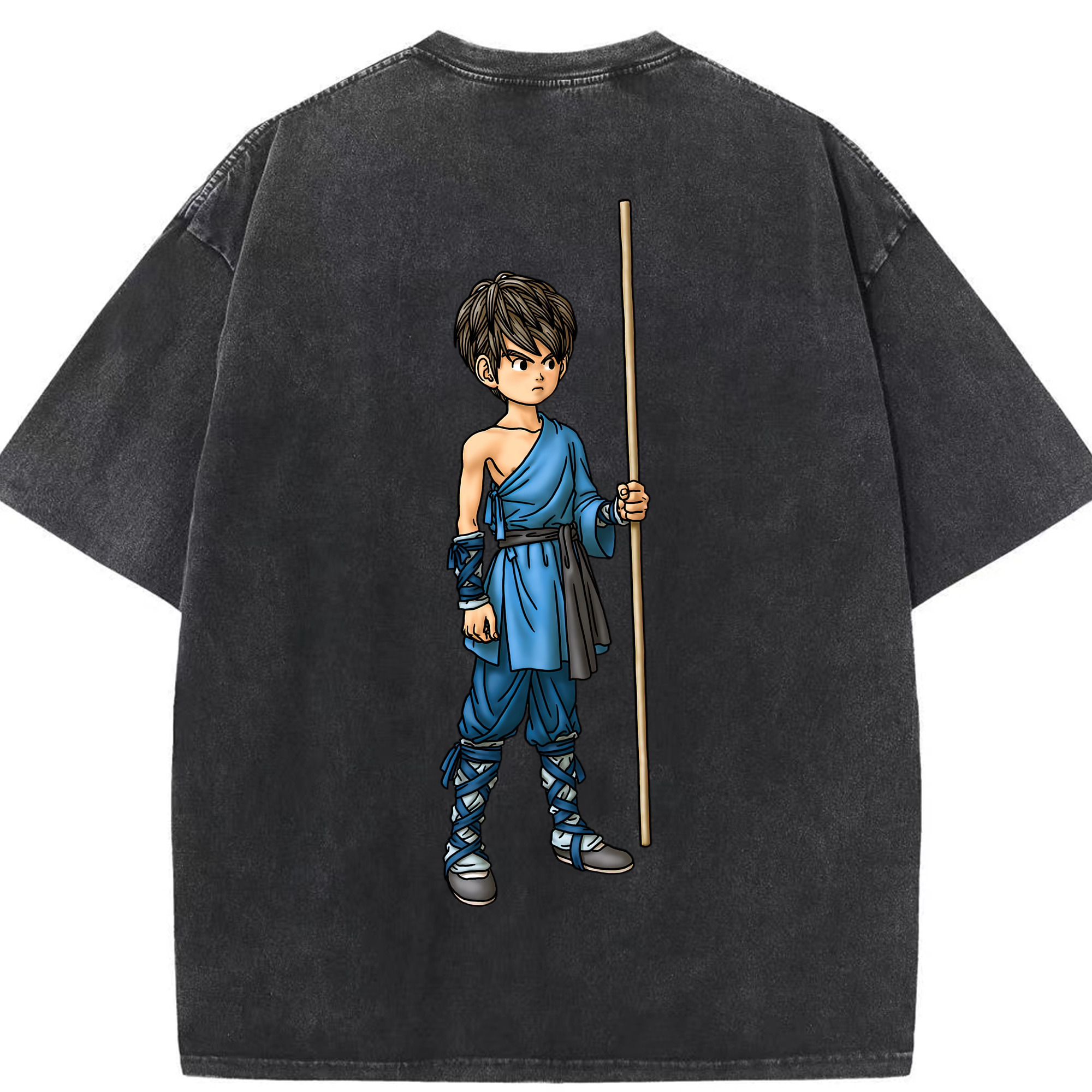 （画像用） ドラゴンクエスト Doragon Kuesuto Dragon Quest 綿100% ヴィンテージ風 半袖Tシャツ（背面プリント）