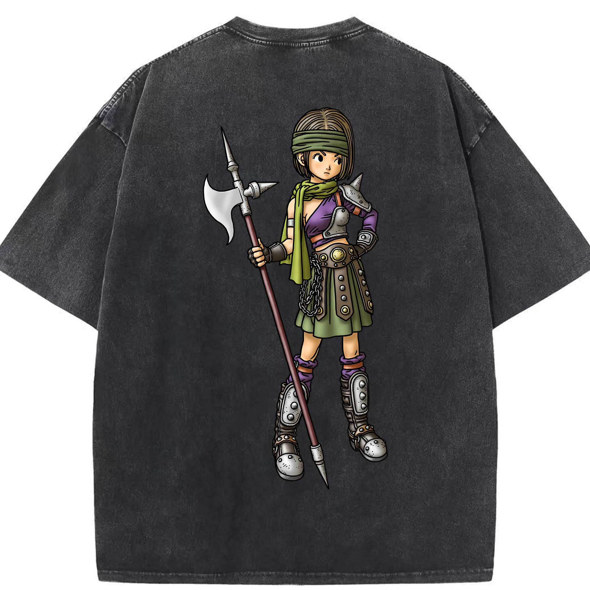 （画像用） ドラゴンクエスト Doragon Kuesuto Dragon Quest 綿100% ヴィンテージ風 半袖Tシャツ（背面プリント）