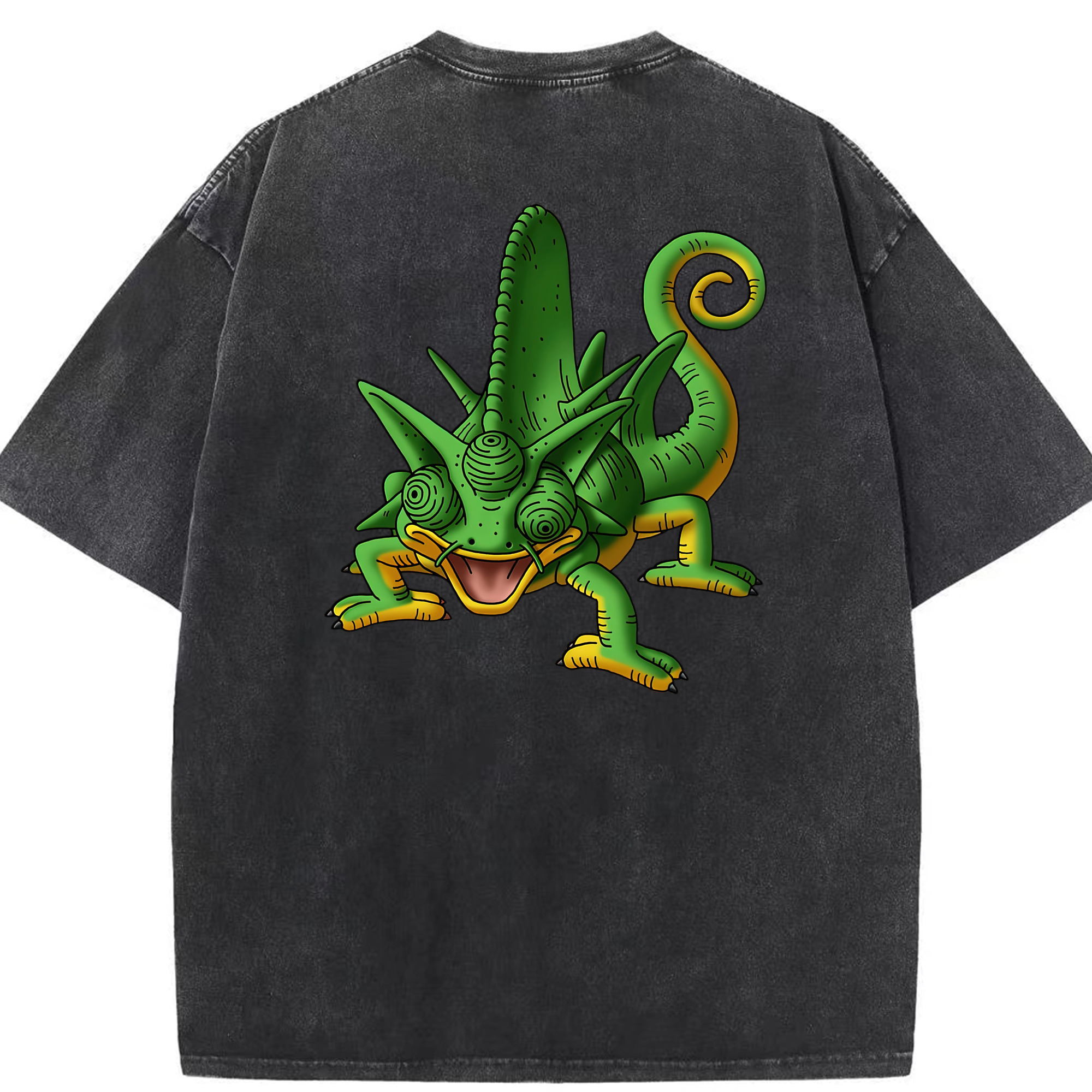 （画像用） ドラゴンクエスト Doragon Kuesuto Dragon Quest 綿100% ヴィンテージ風 半袖Tシャツ（背面プリント）