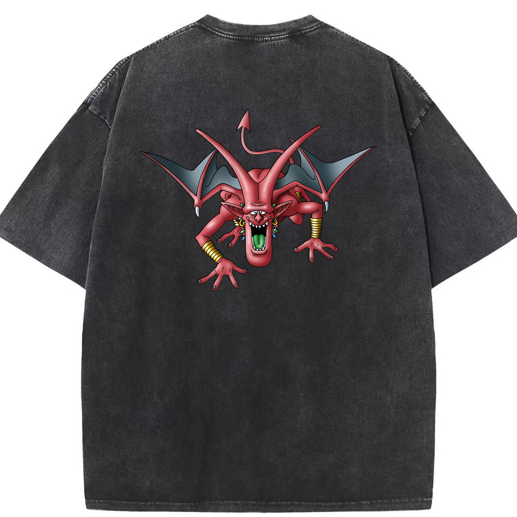 （画像用） ドラゴンクエスト Doragon Kuesuto Dragon Quest 綿100% ヴィンテージ風 半袖Tシャツ（背面プリント）