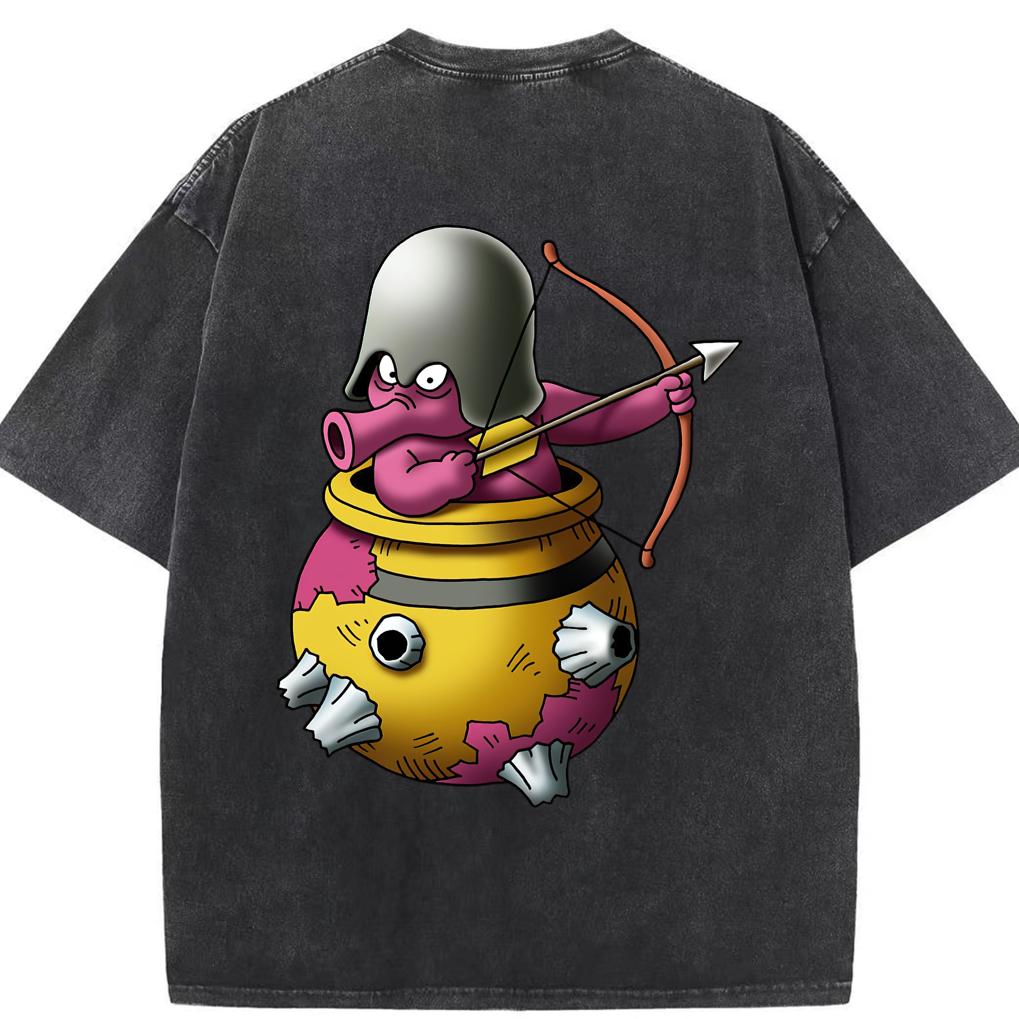 （画像用） ドラゴンクエスト Doragon Kuesuto Dragon Quest 綿100% ヴィンテージ風 半袖Tシャツ（背面プリント）