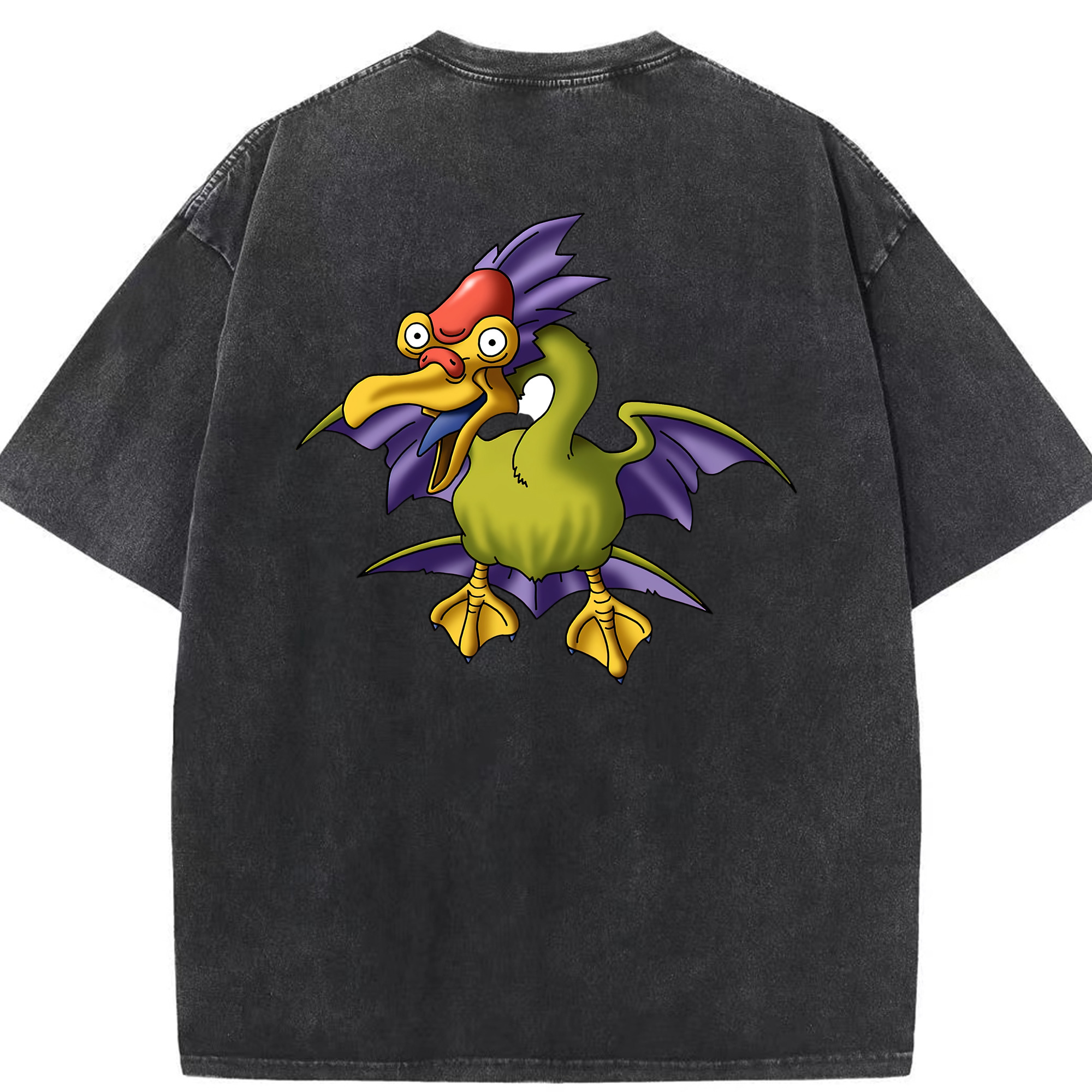 （画像用） ドラゴンクエスト Doragon Kuesuto Dragon Quest 綿100% ヴィンテージ風 半袖Tシャツ（背面プリント）