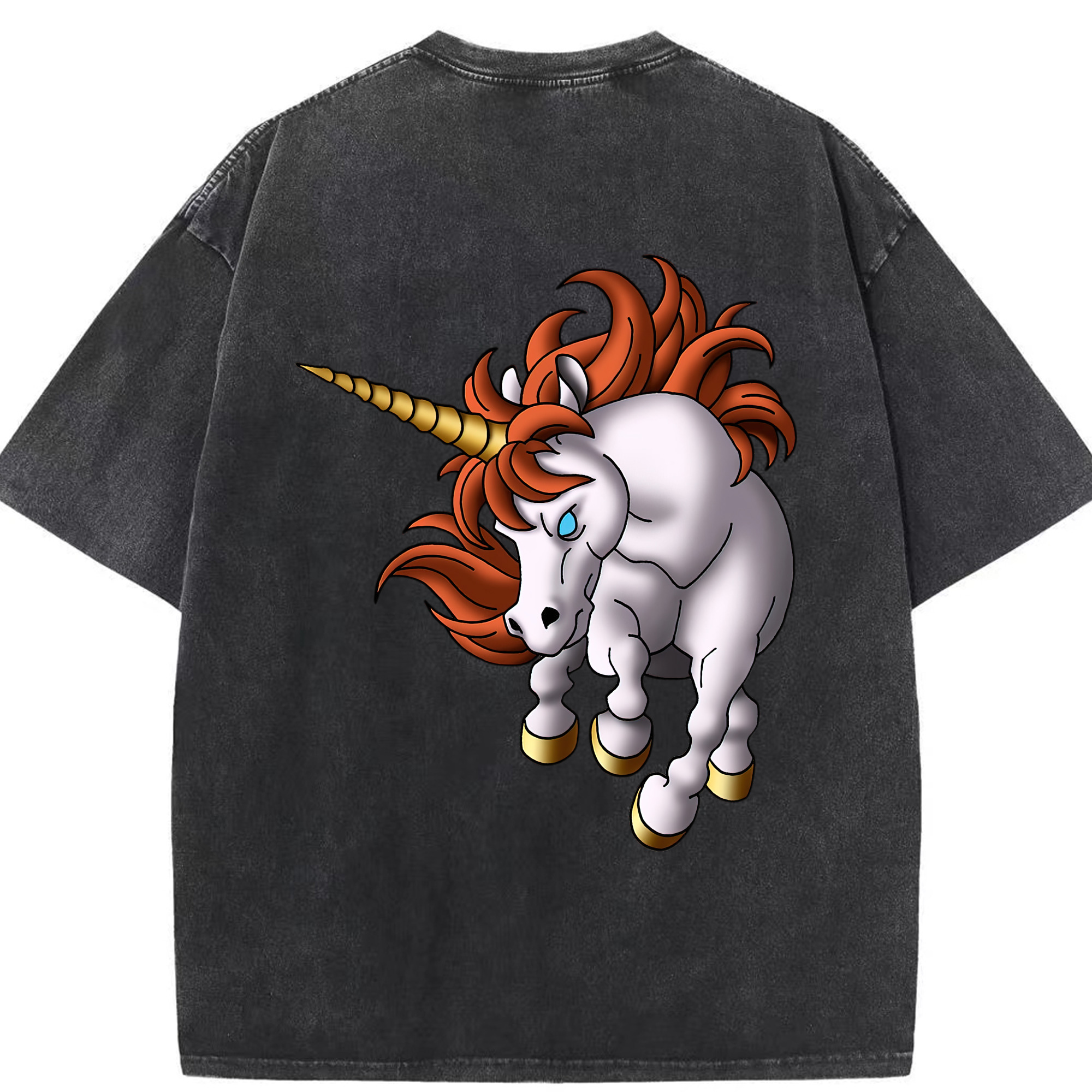 （画像用） ドラゴンクエスト Doragon Kuesuto Dragon Quest 綿100% ヴィンテージ風 半袖Tシャツ（背面プリント）