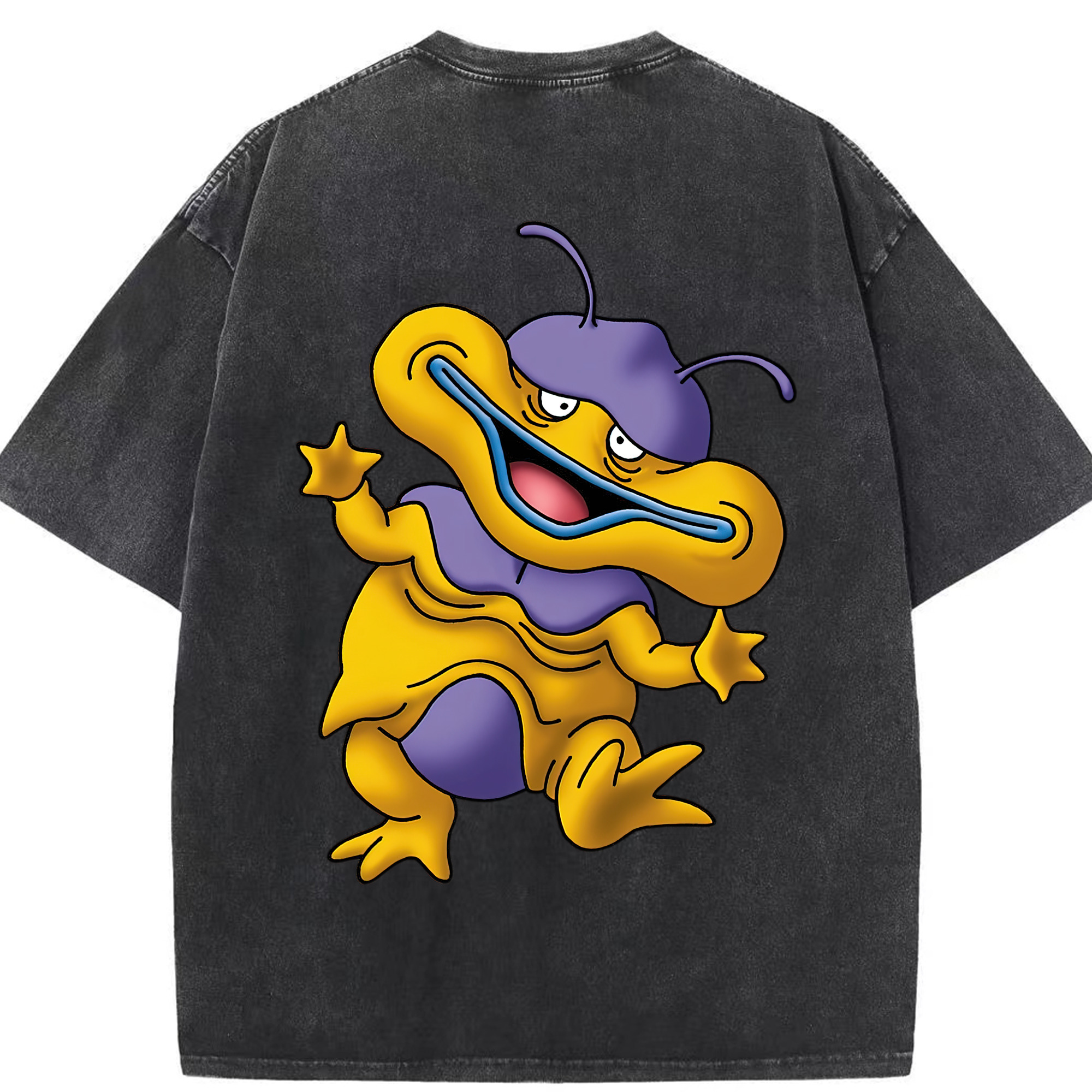 （画像用） ドラゴンクエスト Doragon Kuesuto Dragon Quest 綿100% ヴィンテージ風 半袖Tシャツ（背面プリント）